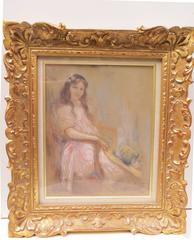 Antique Portrait of a Young Girl by Albert Besnard