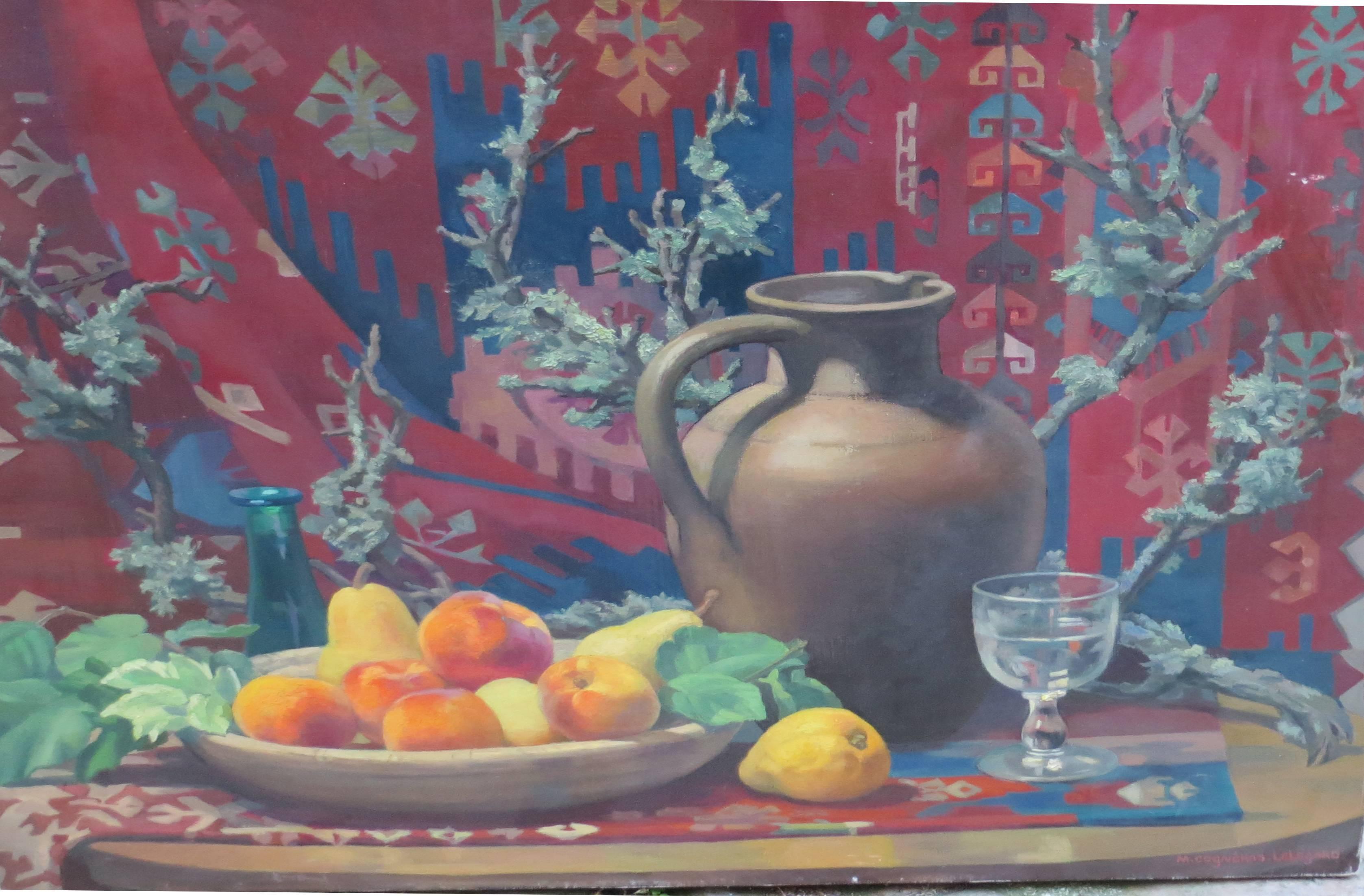 Natura morta con pesche - Painting di Unknown