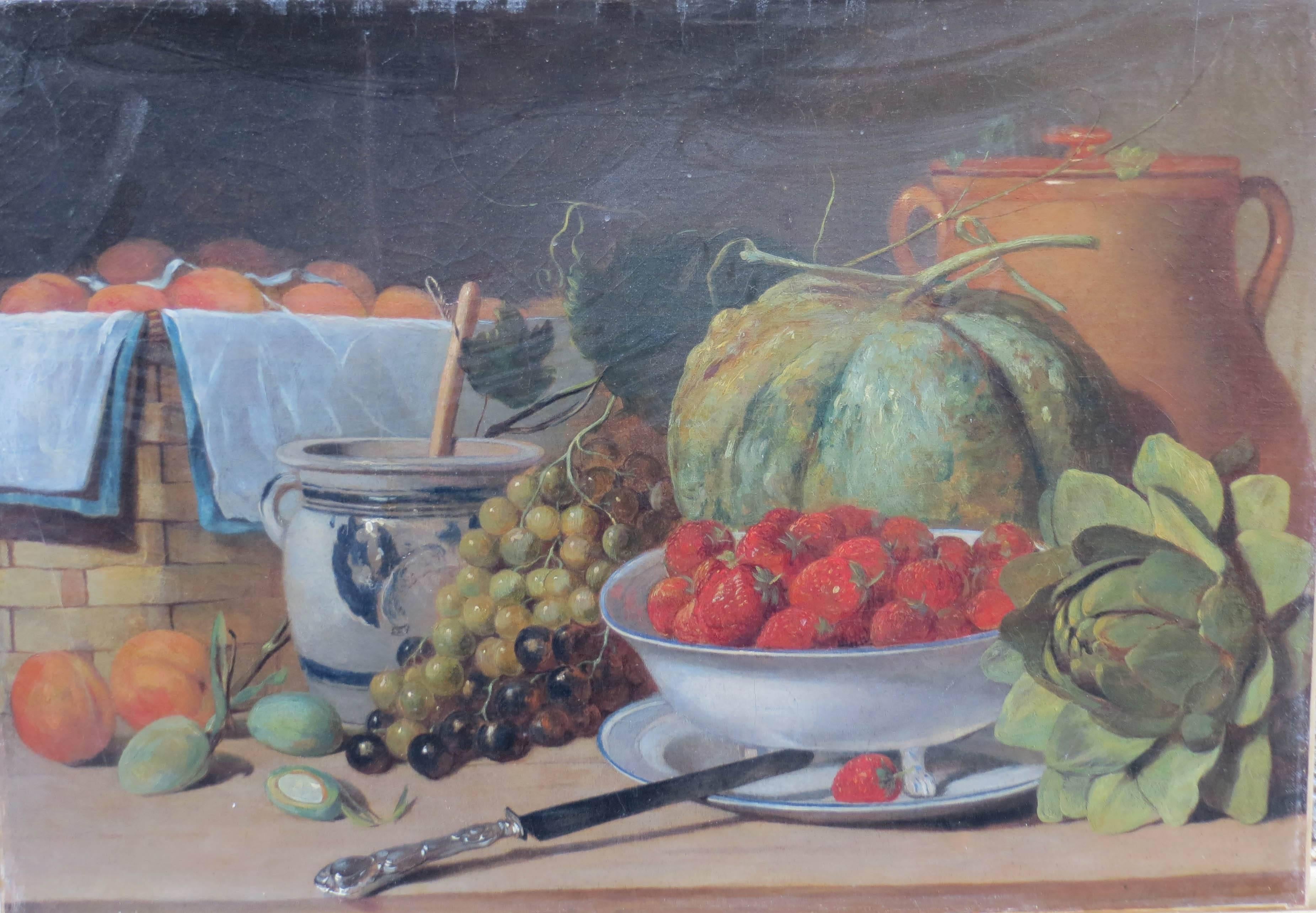 Charles Maurin Still-Life Painting - Strawberry Still Life