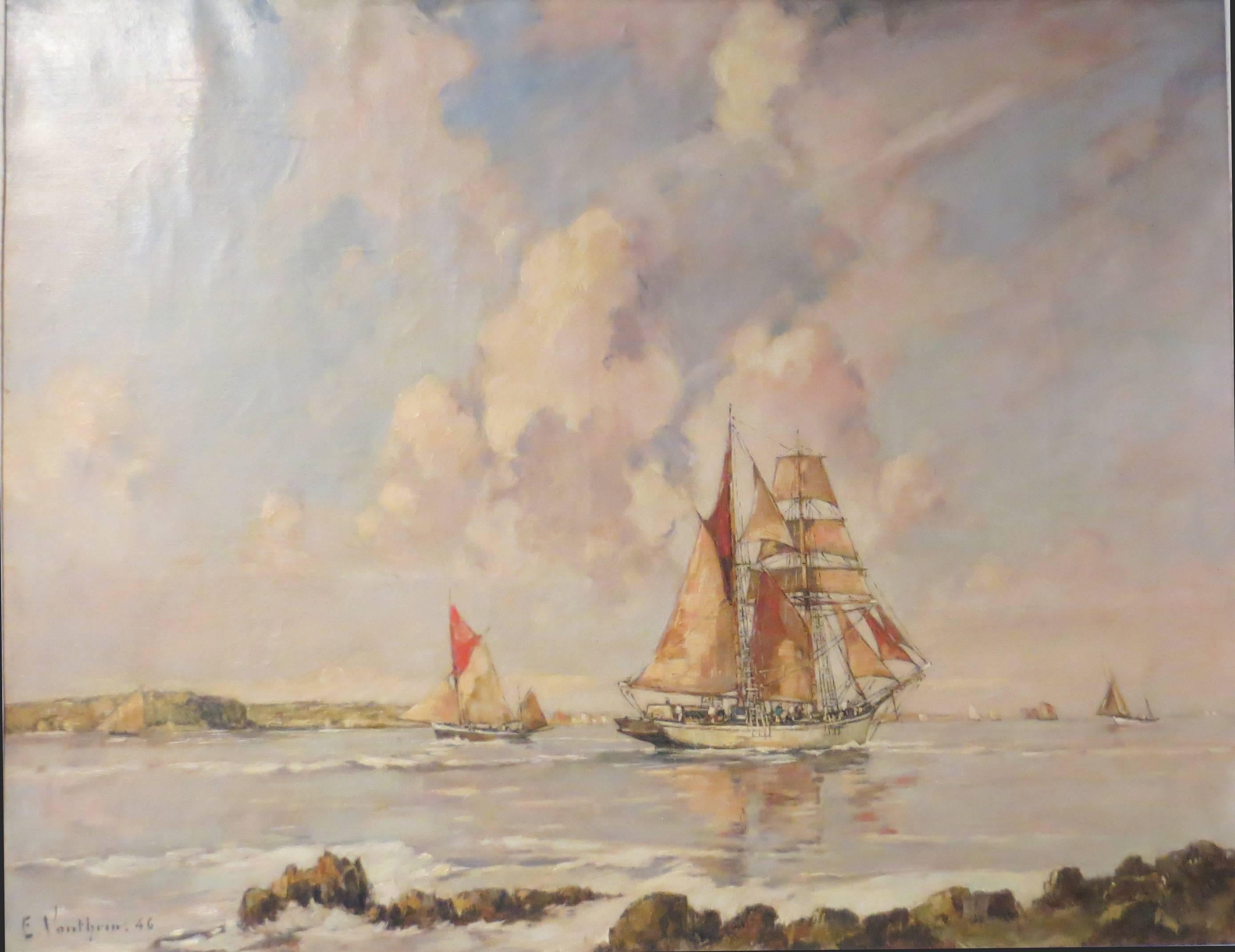 Sail Boats in Brittany by Ernest Vauthrin  1