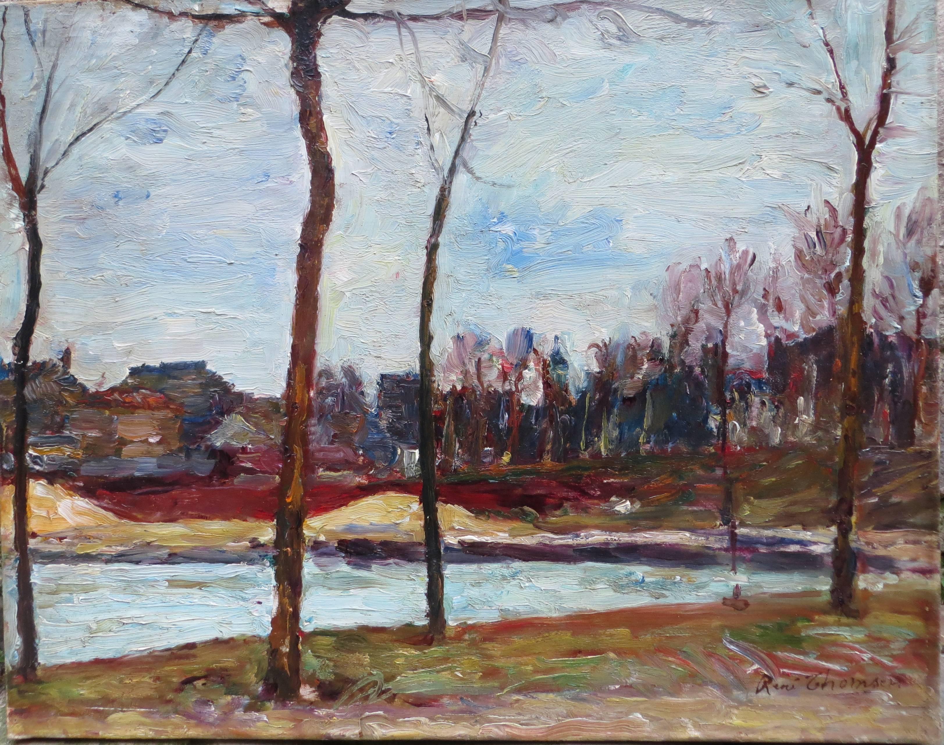 René Thomsen Landscape Painting - River Seine Banks by René THOMSEN
