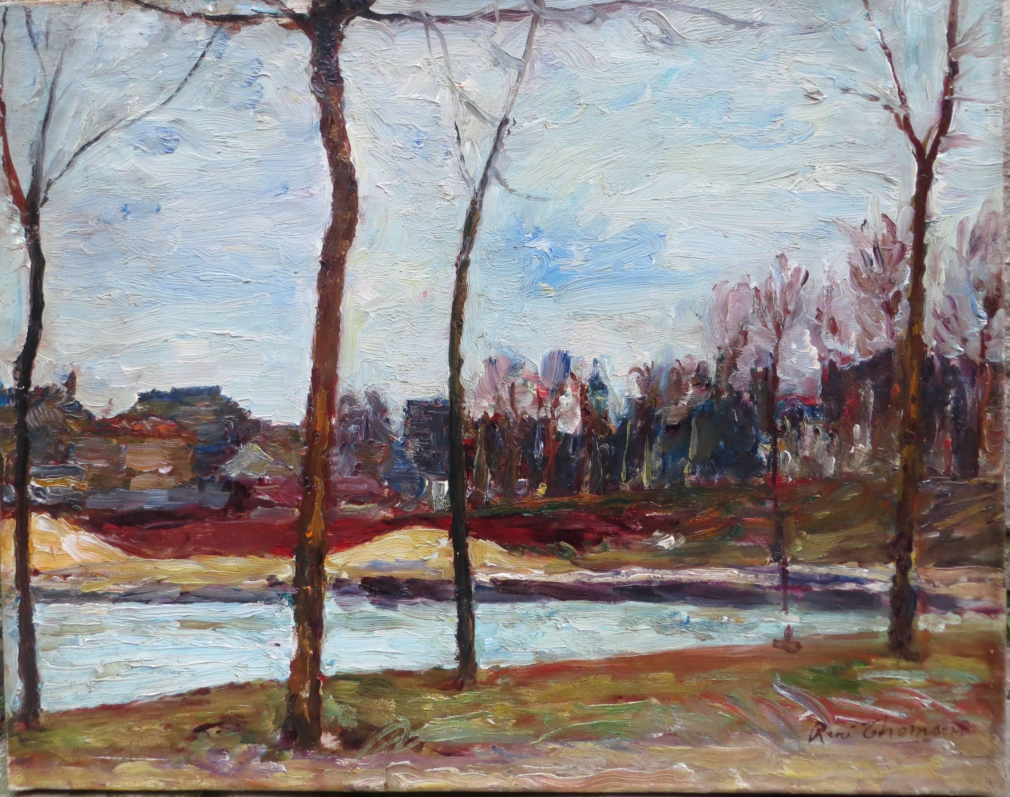 Landscape Painting de René Thomsen - Orillas del Sena por René THOMSEN