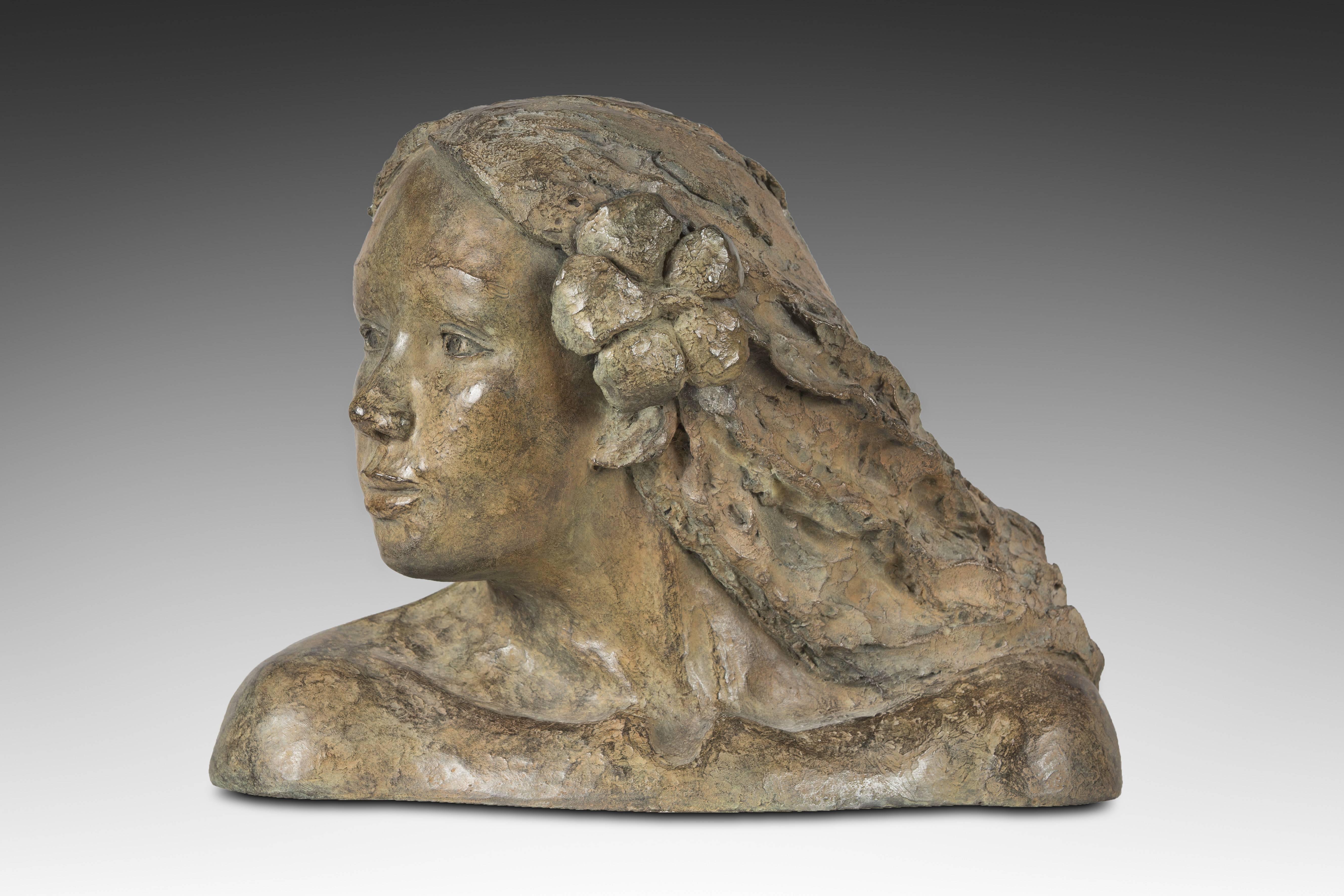 Isabelle Levesque Figurative Sculpture - Bronze Exotic Figure by Isabelle LEVESQUE 