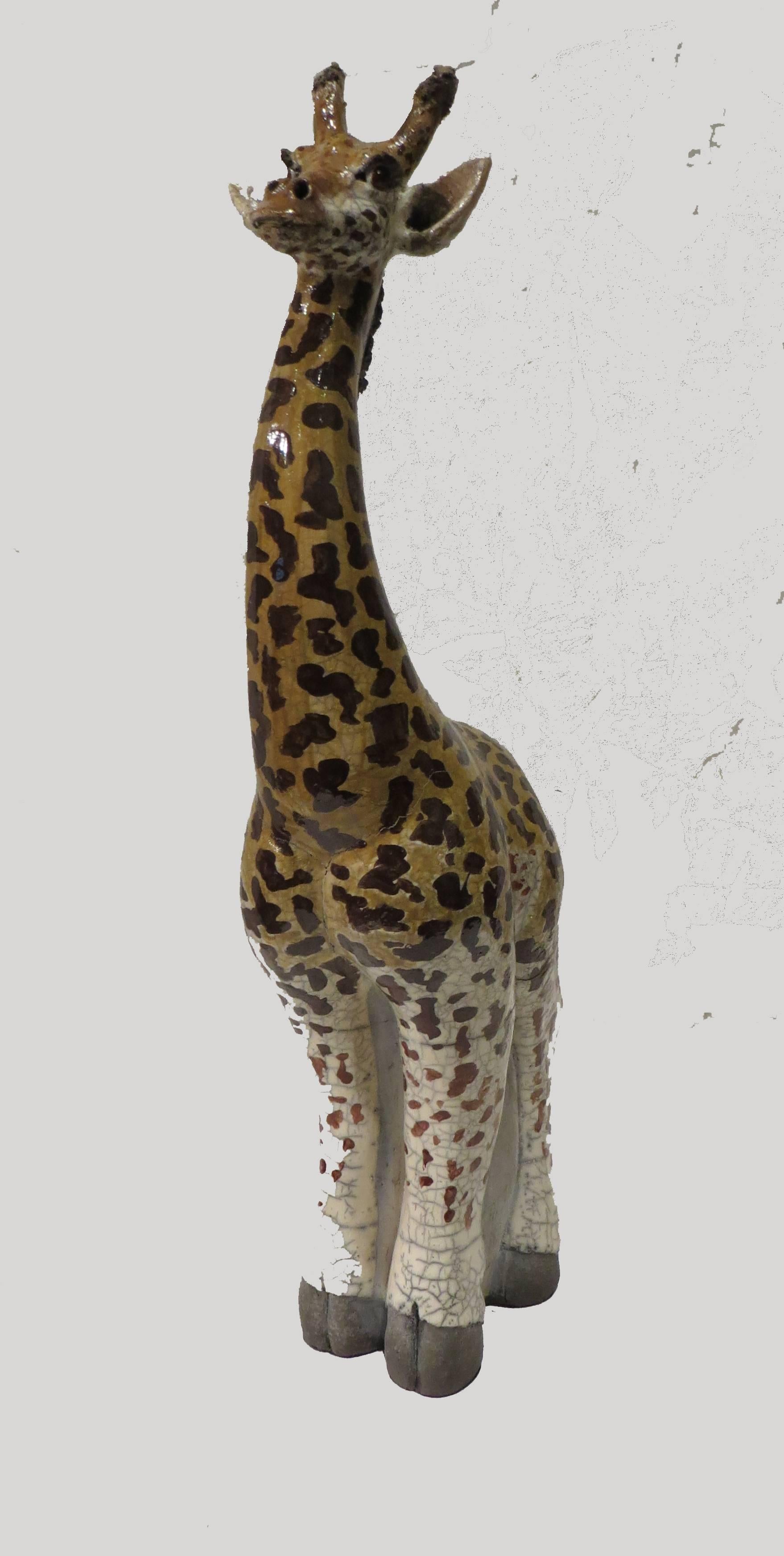 Nicole Doray Soulard Figurative Sculpture - Girafe in Terracotta