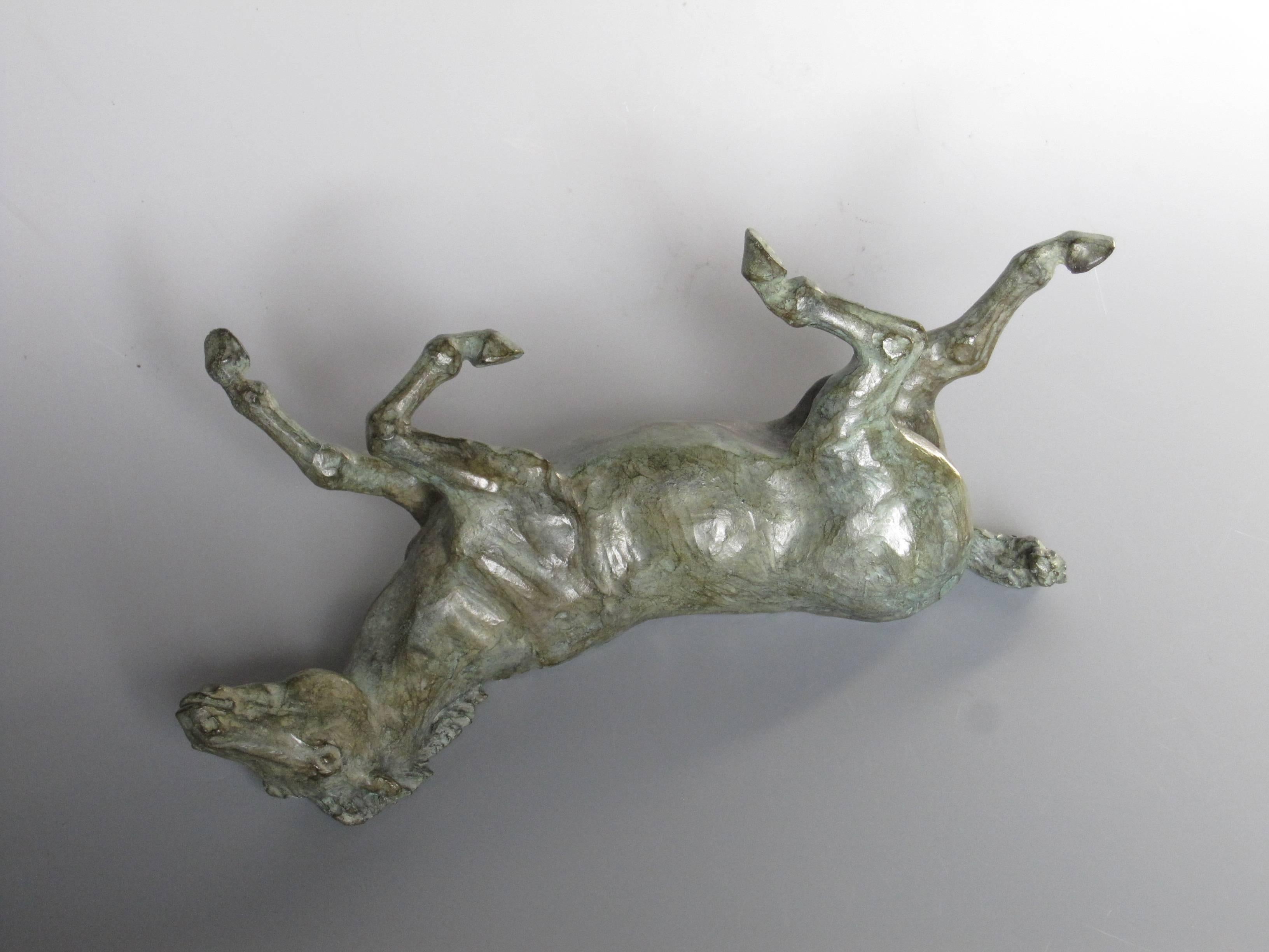 SOPHIE MARTIN Figurative Sculpture - Horse Laid on the Back Bronze Sculpture