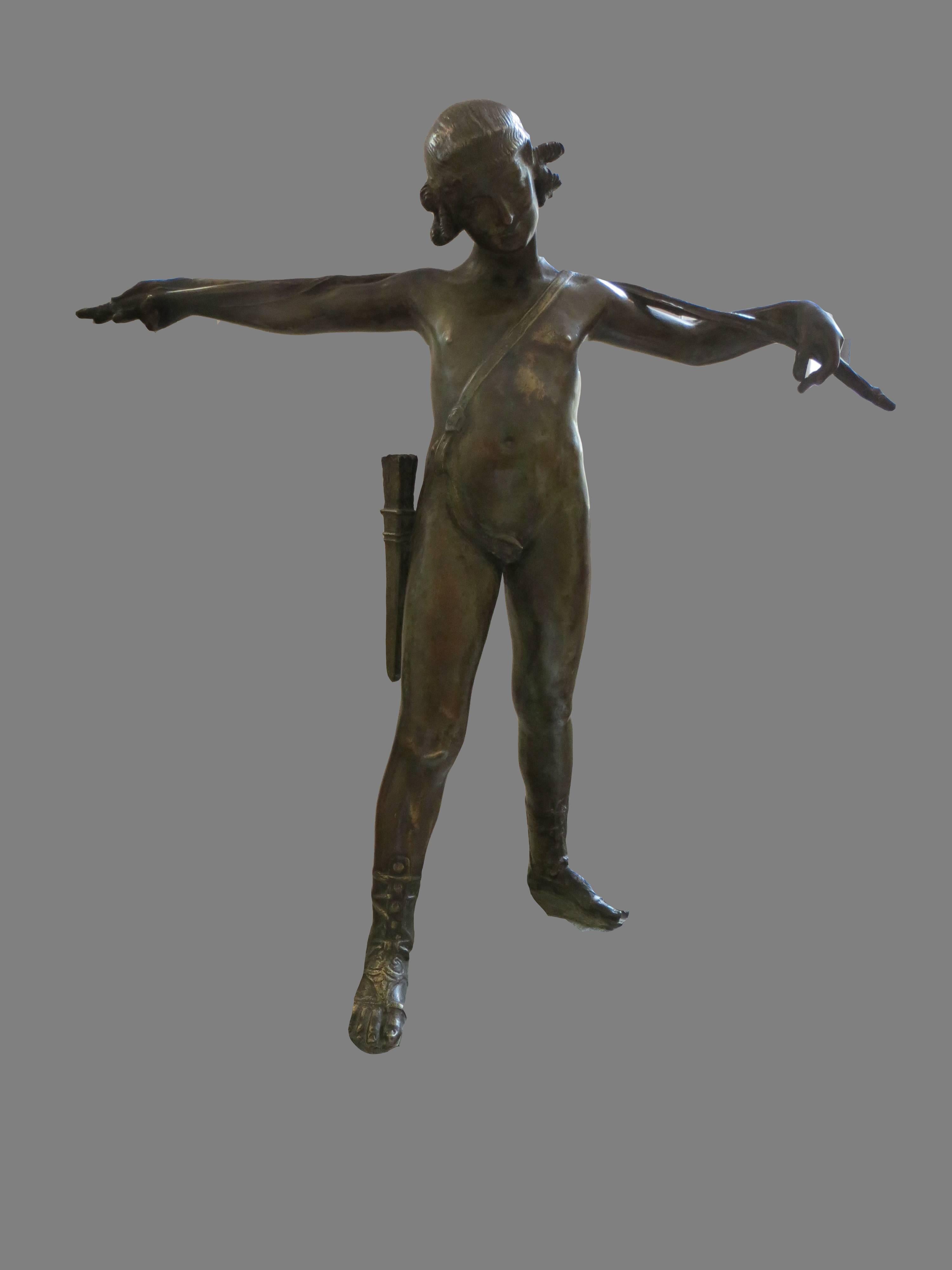 Francois Andre Clemencin Nude Sculpture - The Archer - Singed Bronze