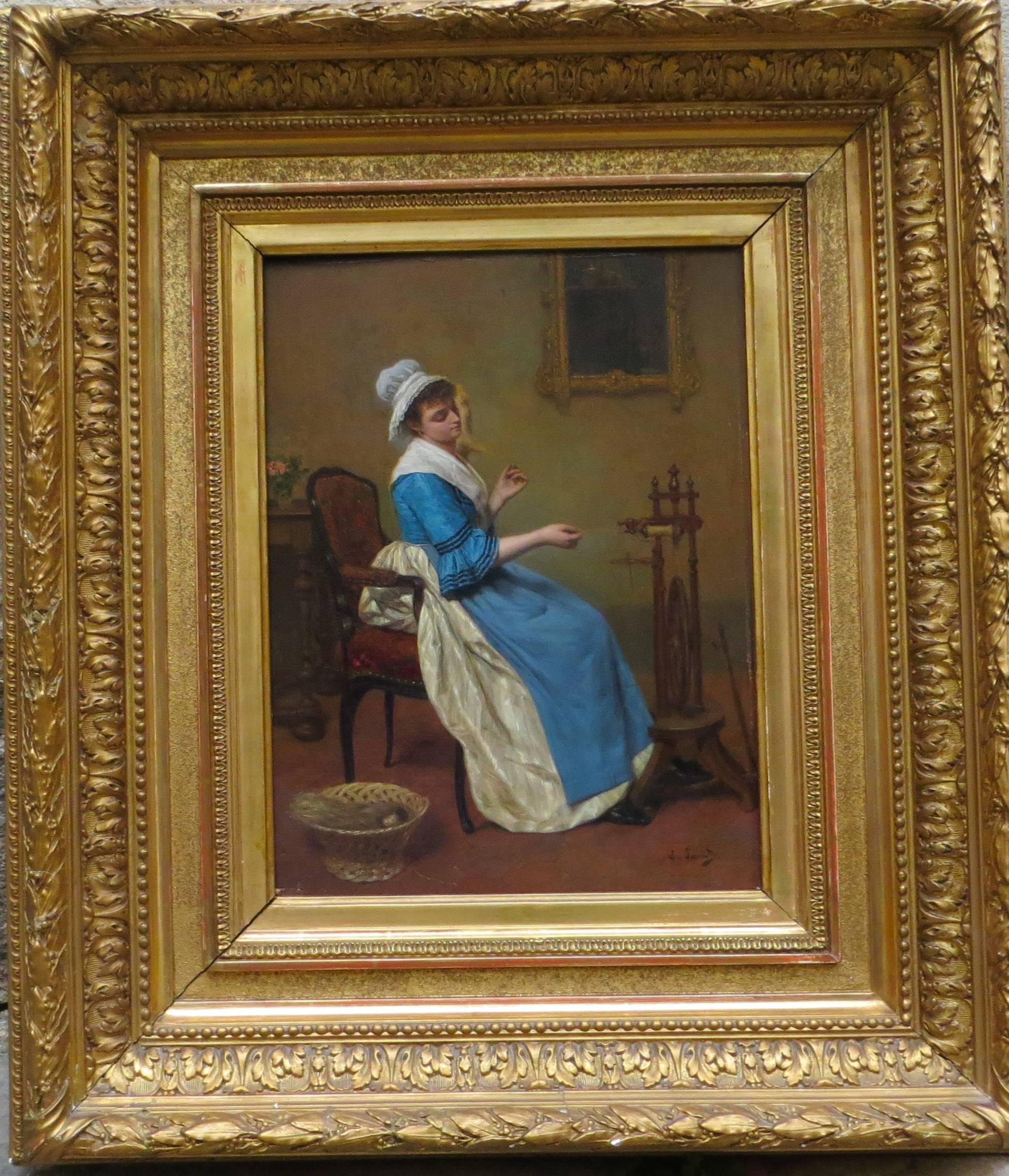 Fileuse  - Painting by Euphémie Thérèse (Didiez) David