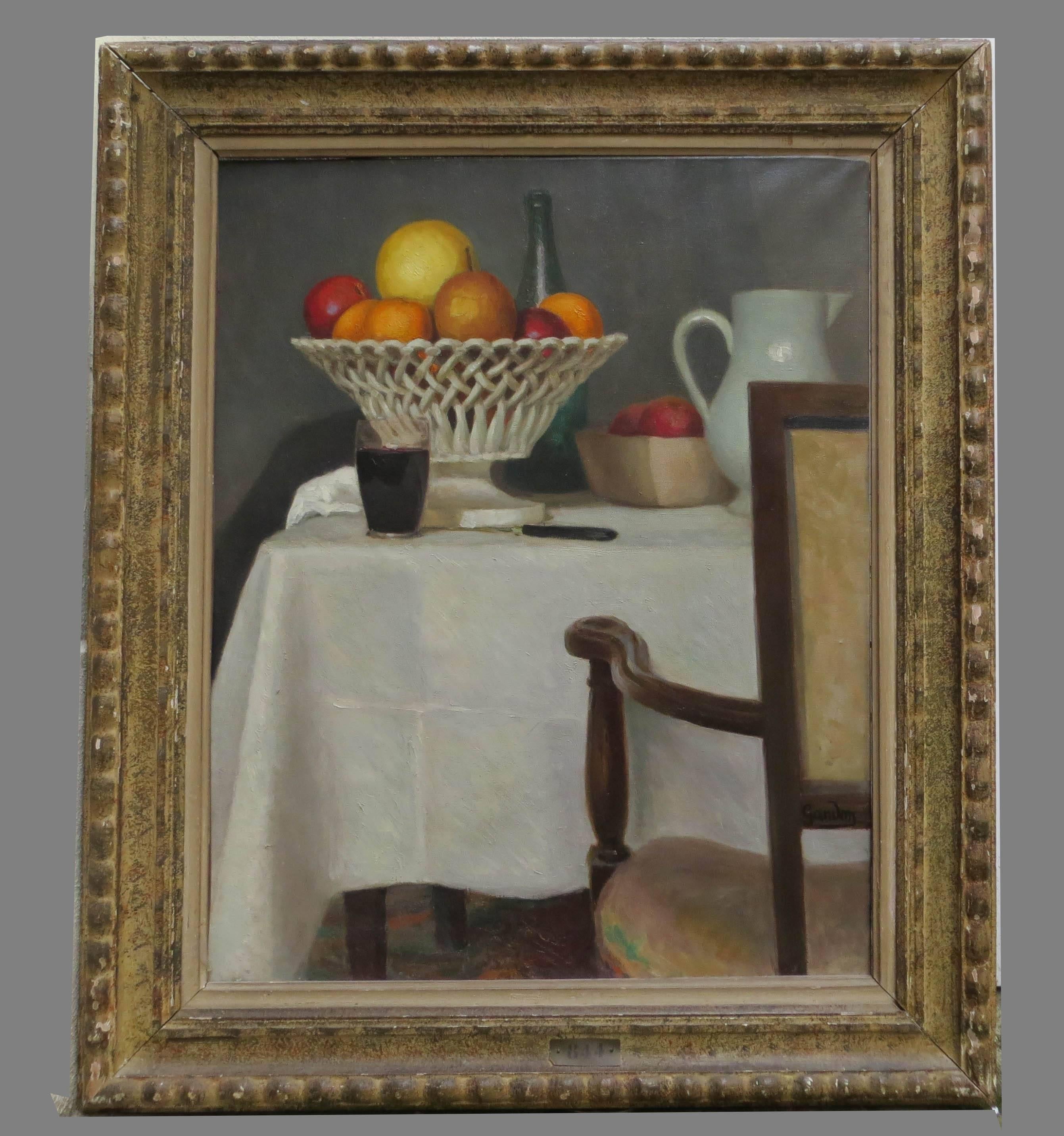 Pierre Gandon Interior Painting - Chair Still Life