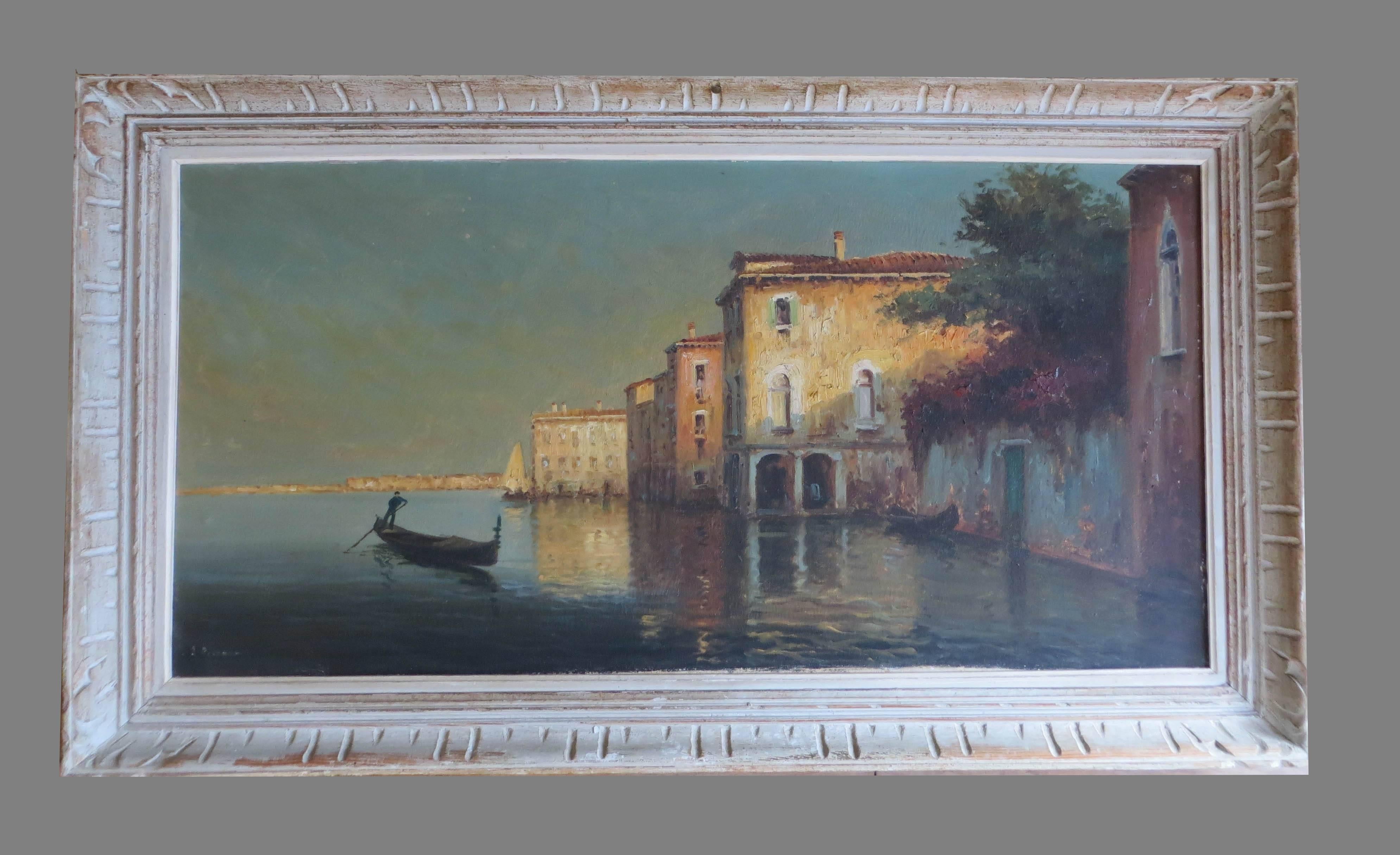Unknown Figurative Painting - The Laguna in Venice
