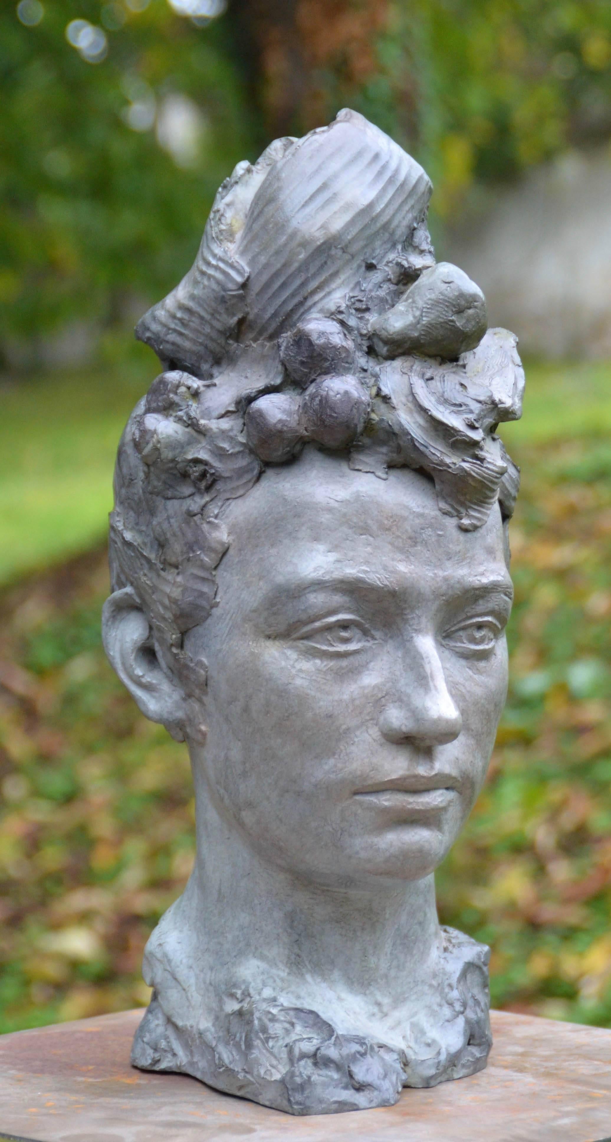 Portrait of Camille Claudel Bronze - Sculpture by Elisabeth Cibot