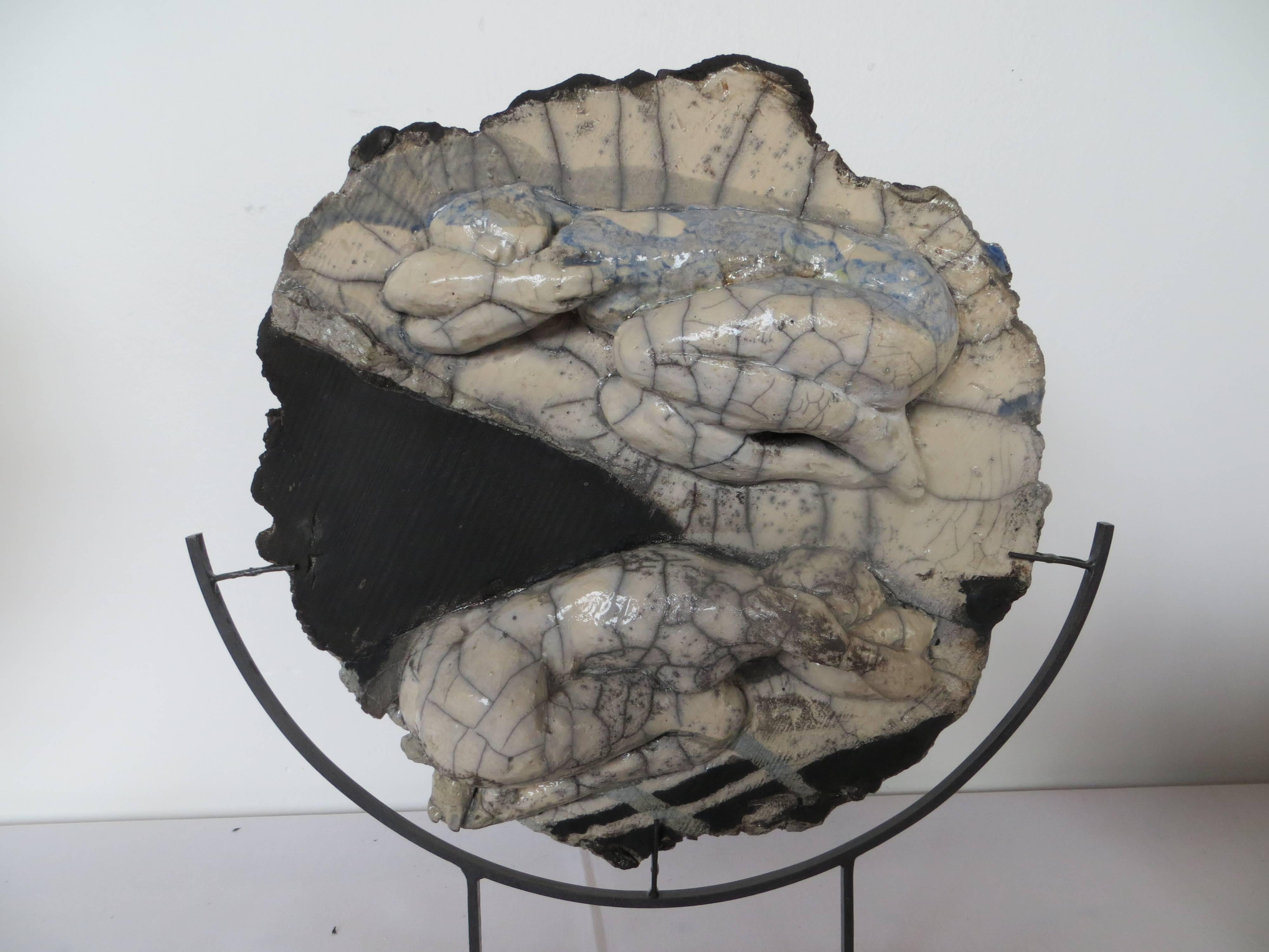 Songe bleu raku par E. CIBOT