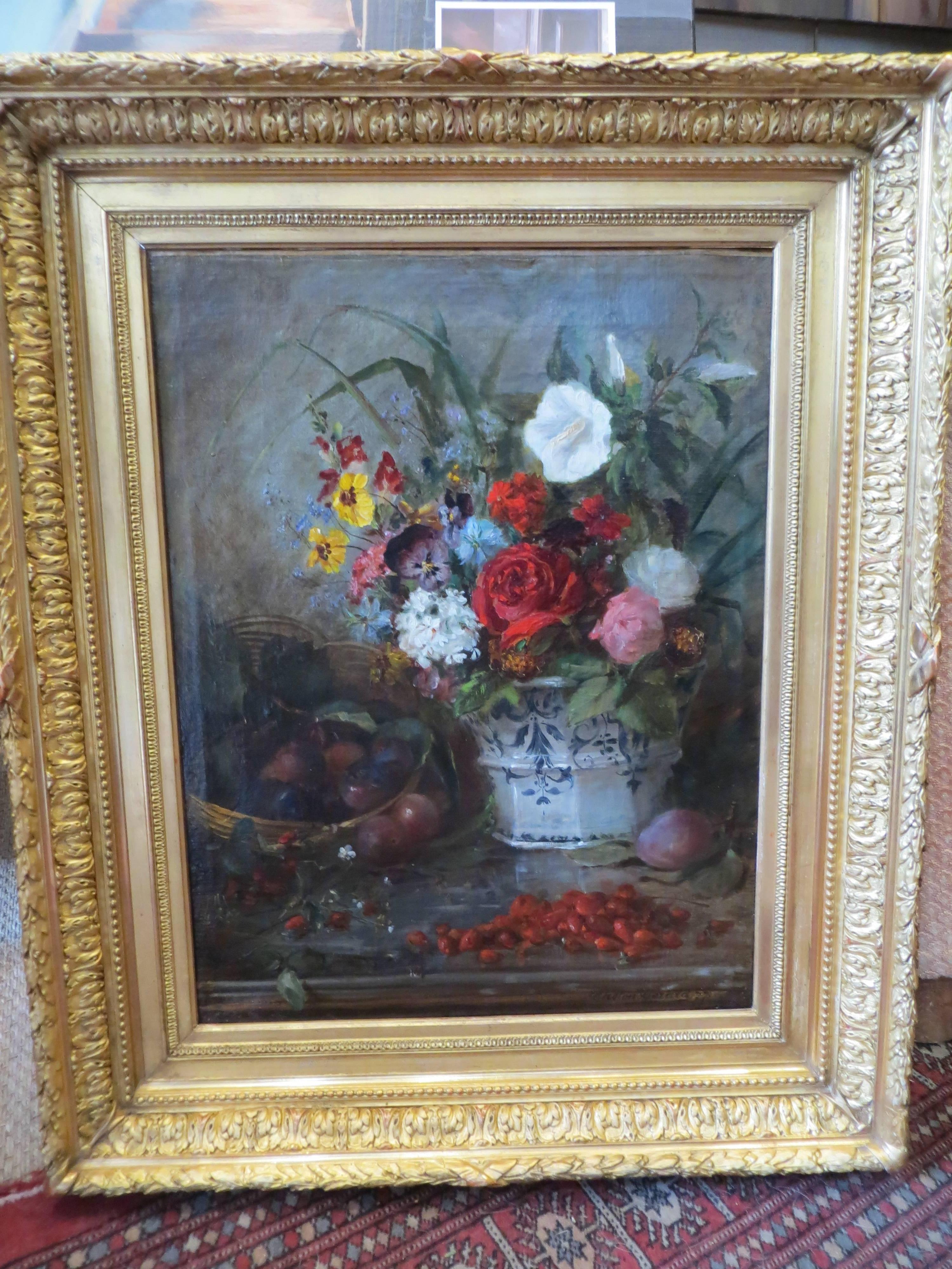 Flower Bouquet by Gaston GERARD - Impressionist Painting by Gaston Gerard