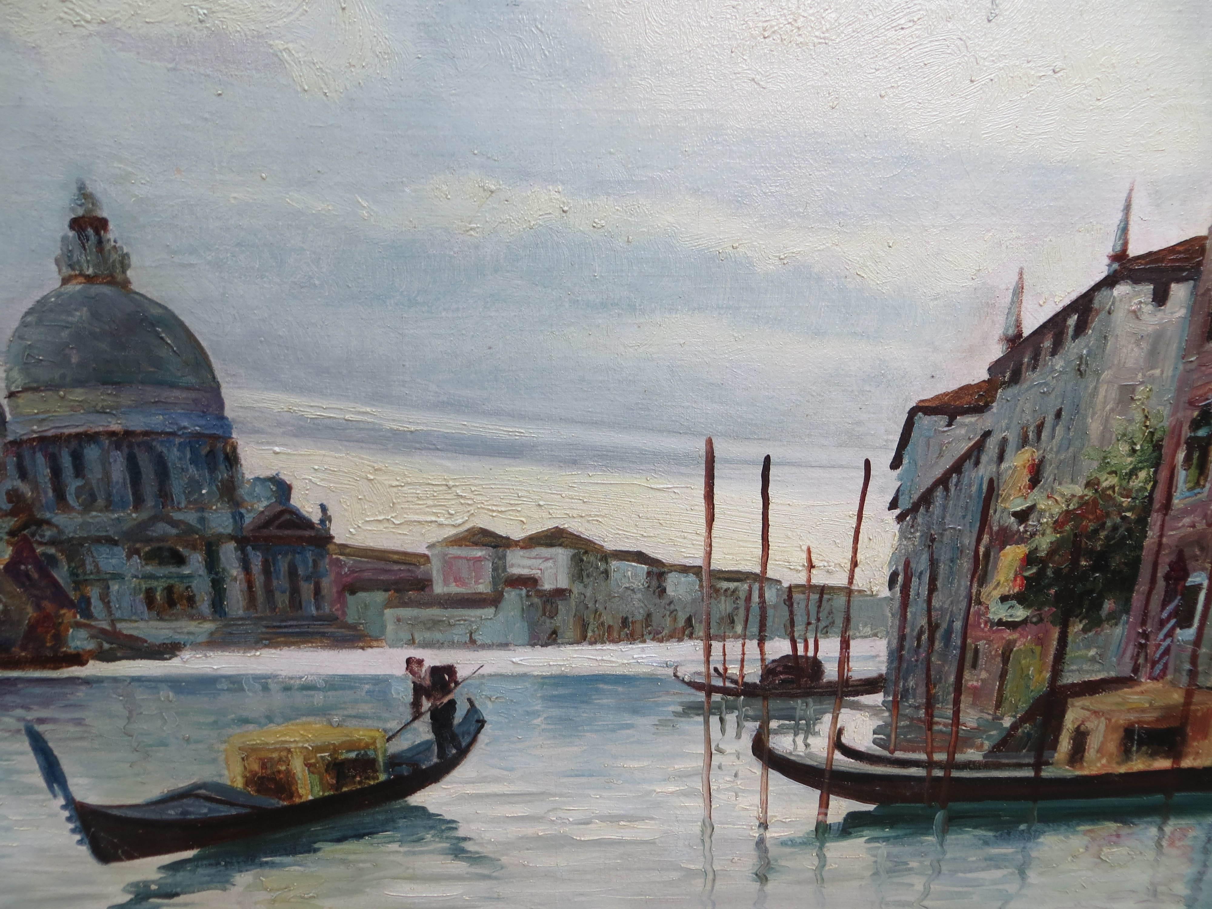 Venice Grand Canal - Gray Landscape Painting by PAUL DE FRICK