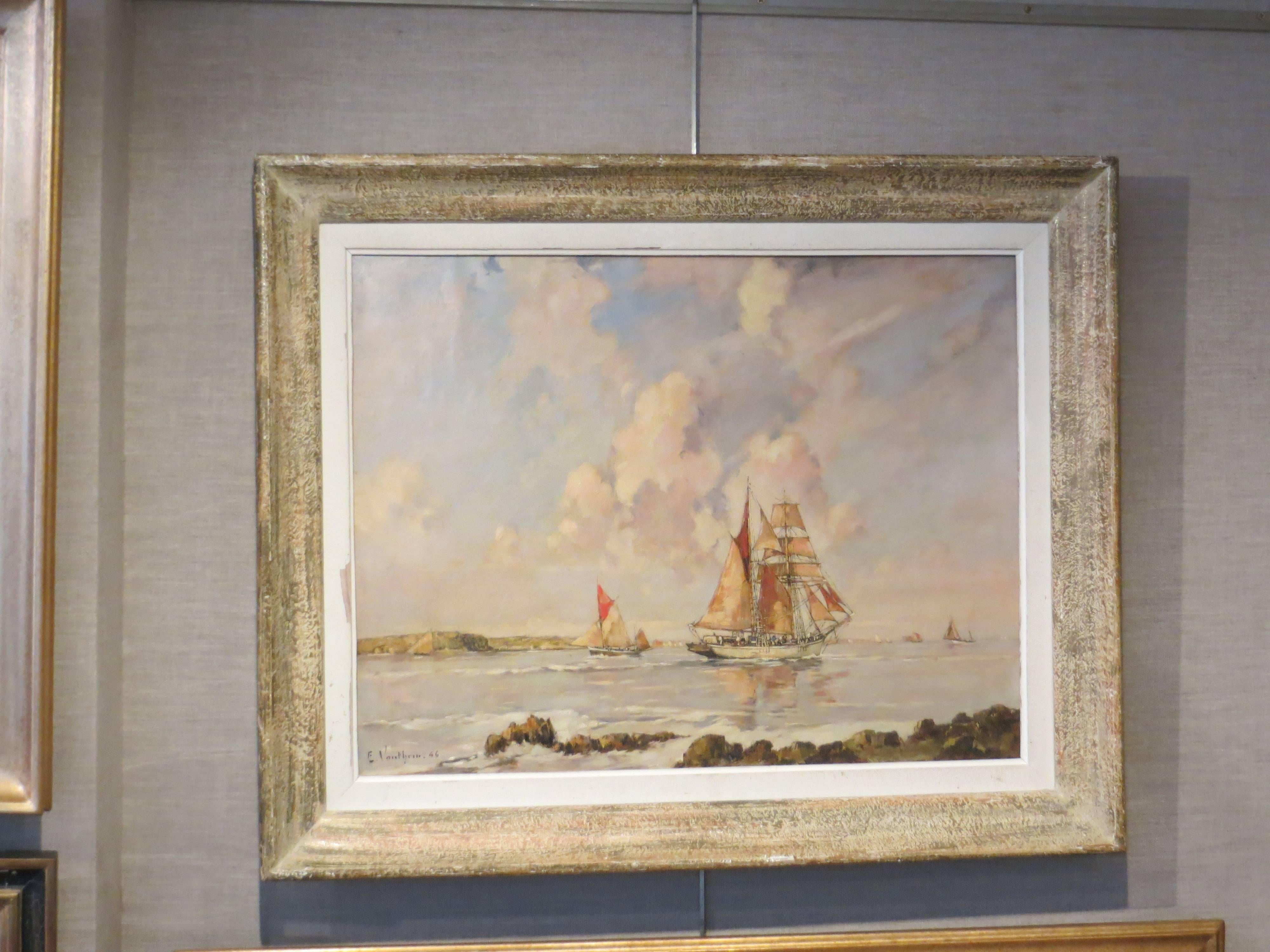 Sail Boats in Brittany by Ernest Vauthrin  3