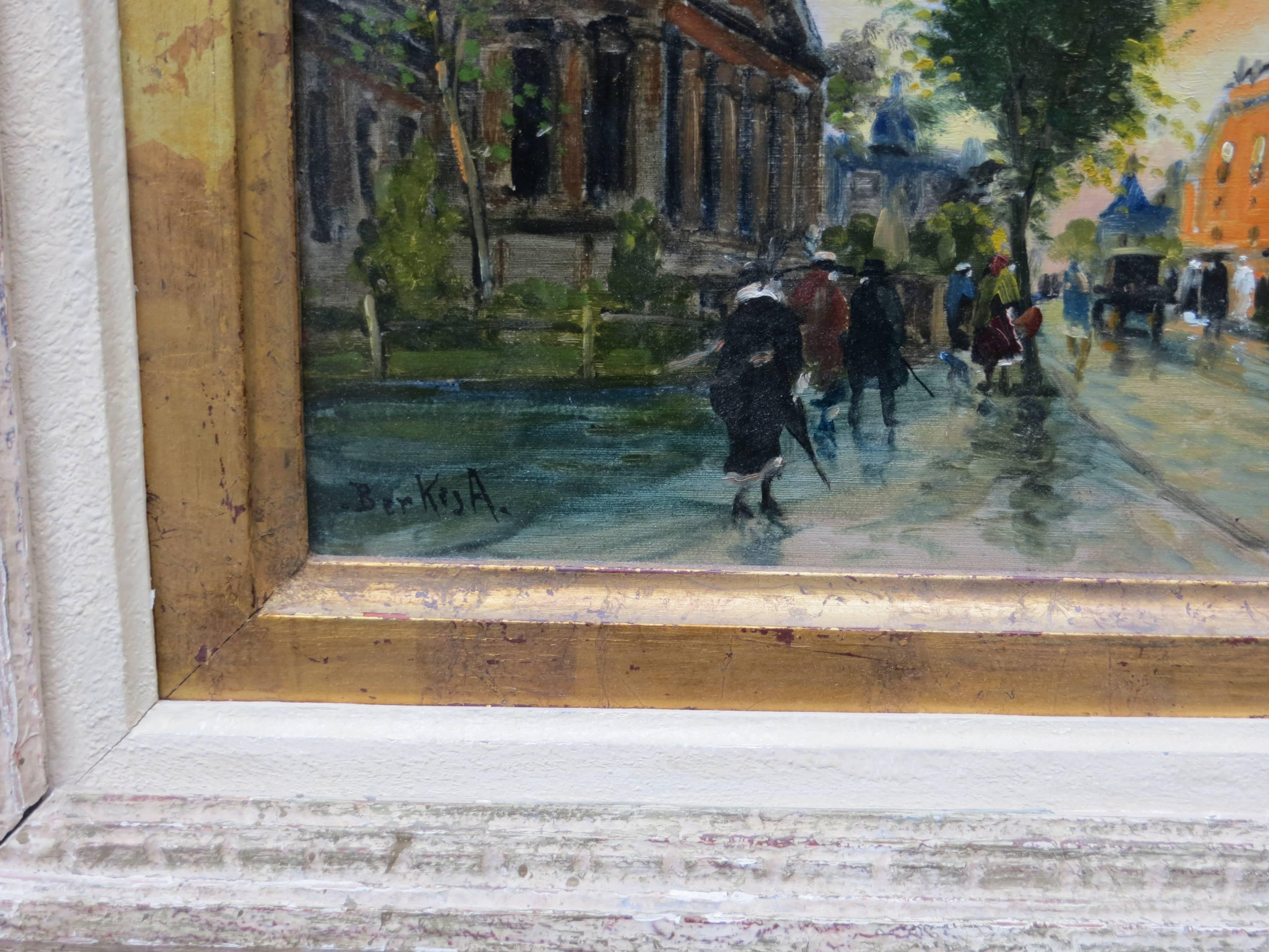 The Madeleine Place in Paris by Berkes  - Impressionist Painting by Antal Berkes