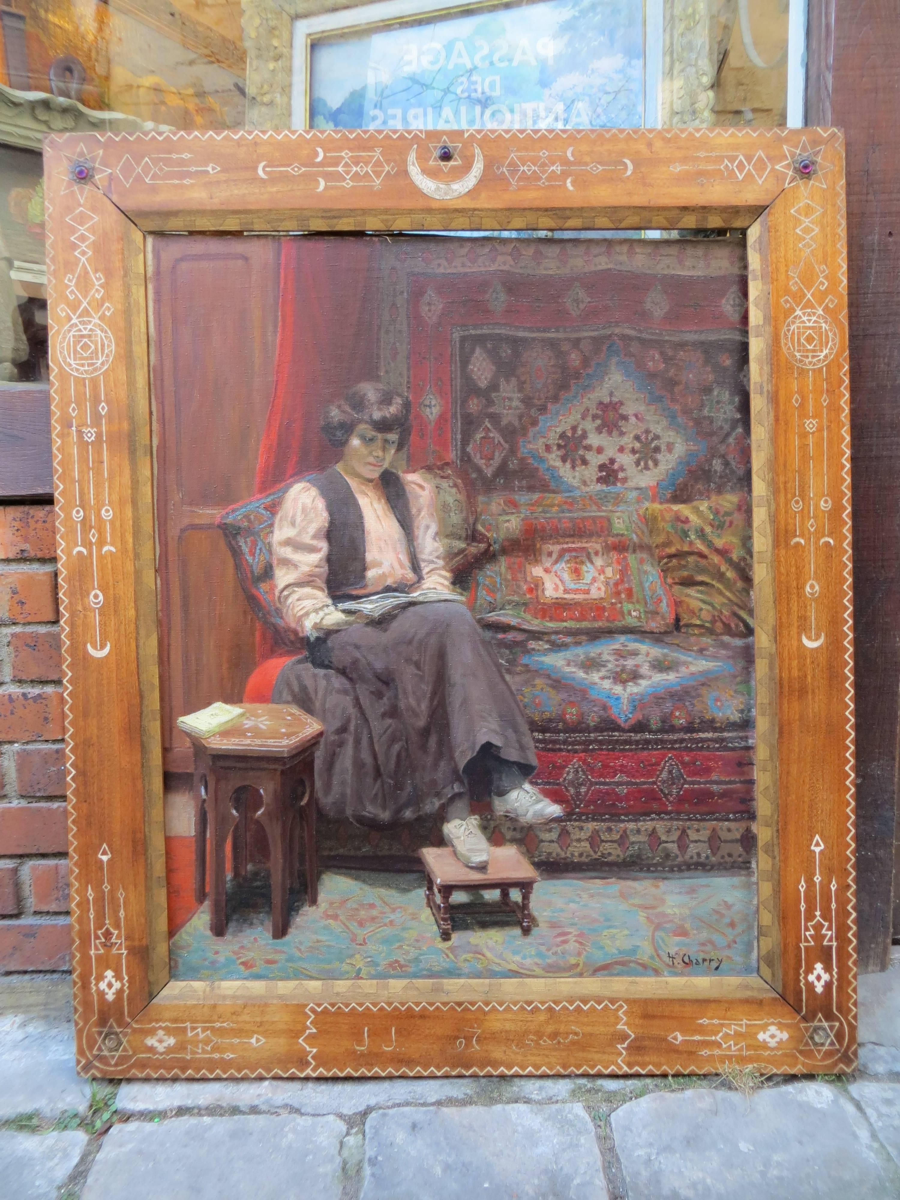 Orientalist Interior by Henri CHARRY - Impressionist Painting by henri Charry