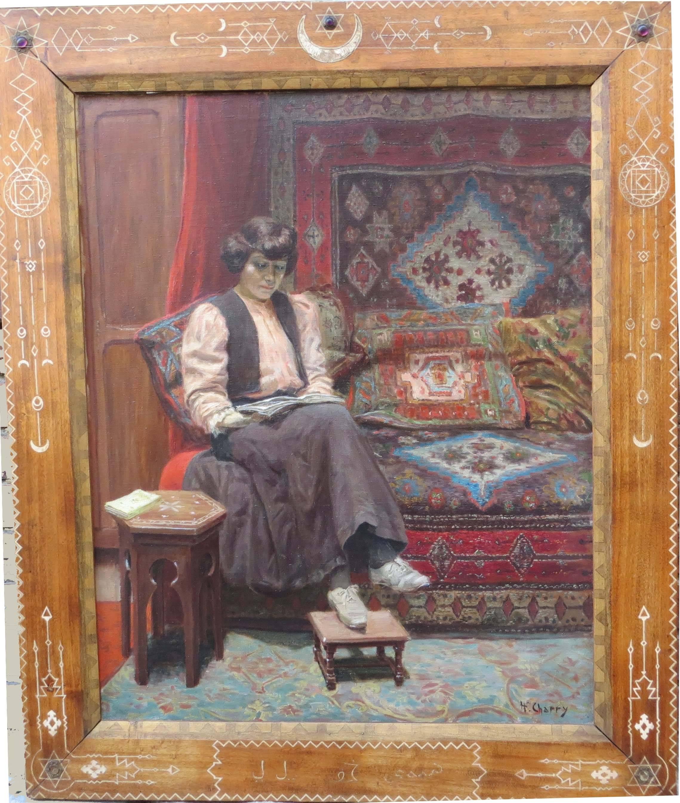 henri Charry Figurative Painting - Orientalist Interior by Henri CHARRY