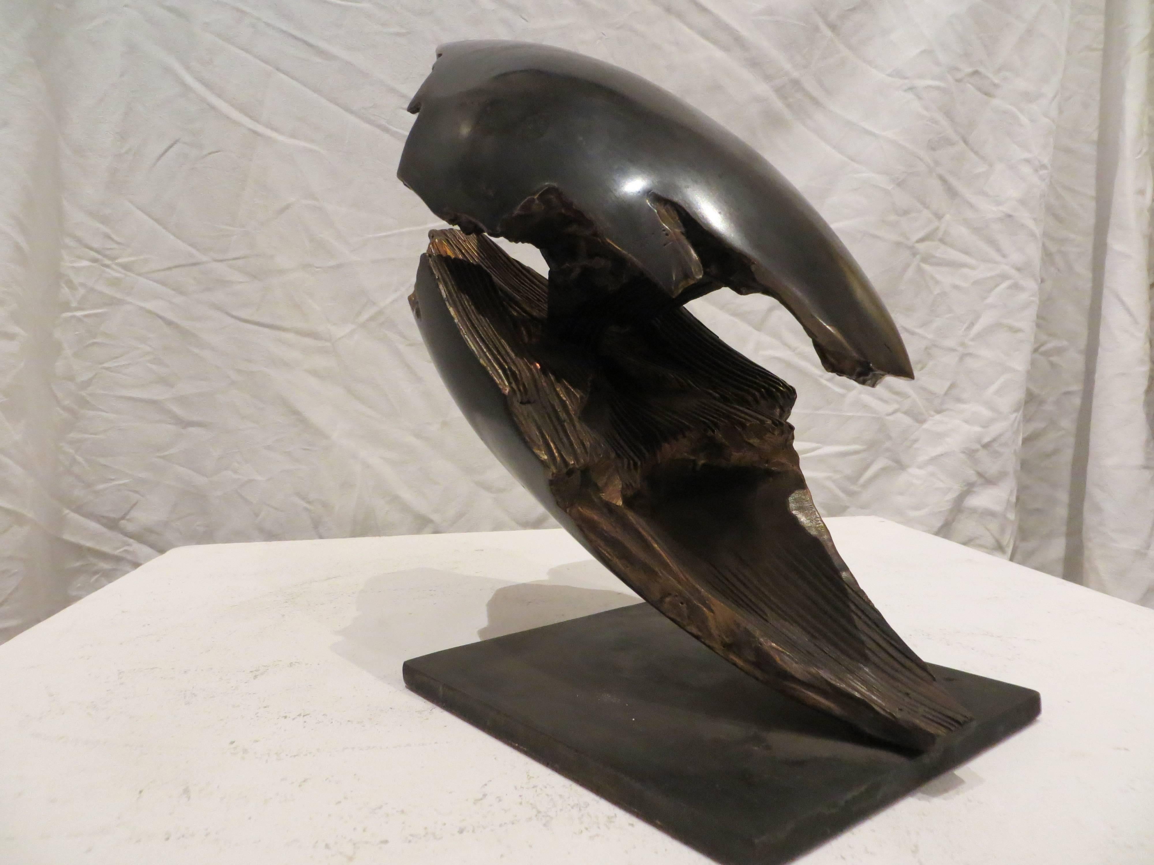 Bronze Sculpture EXCLOS - Gold Abstract Sculpture by Guillaume Roche