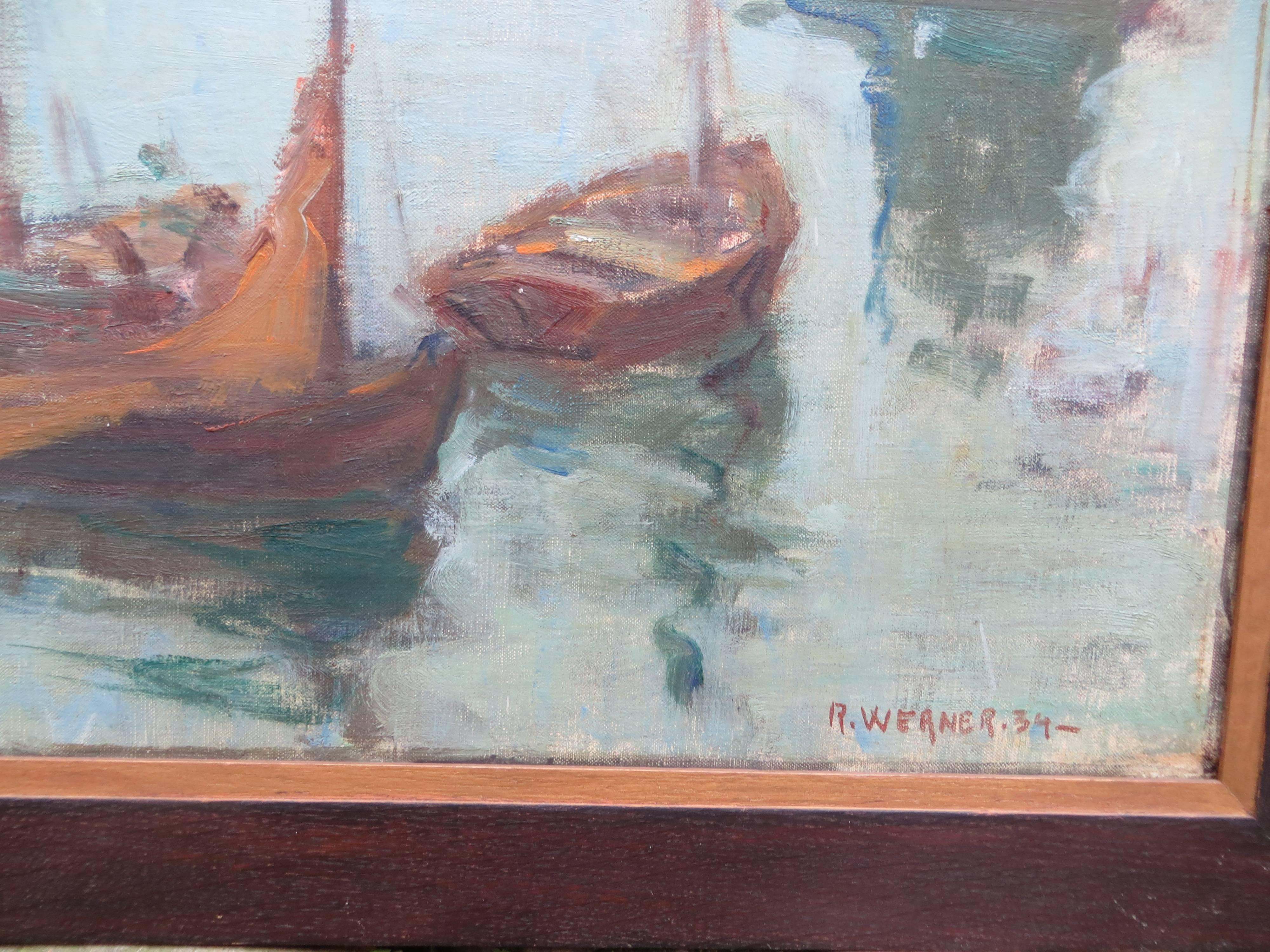 Brittany Marine by Werner - Post-Impressionist Painting by Reihnhold Werner