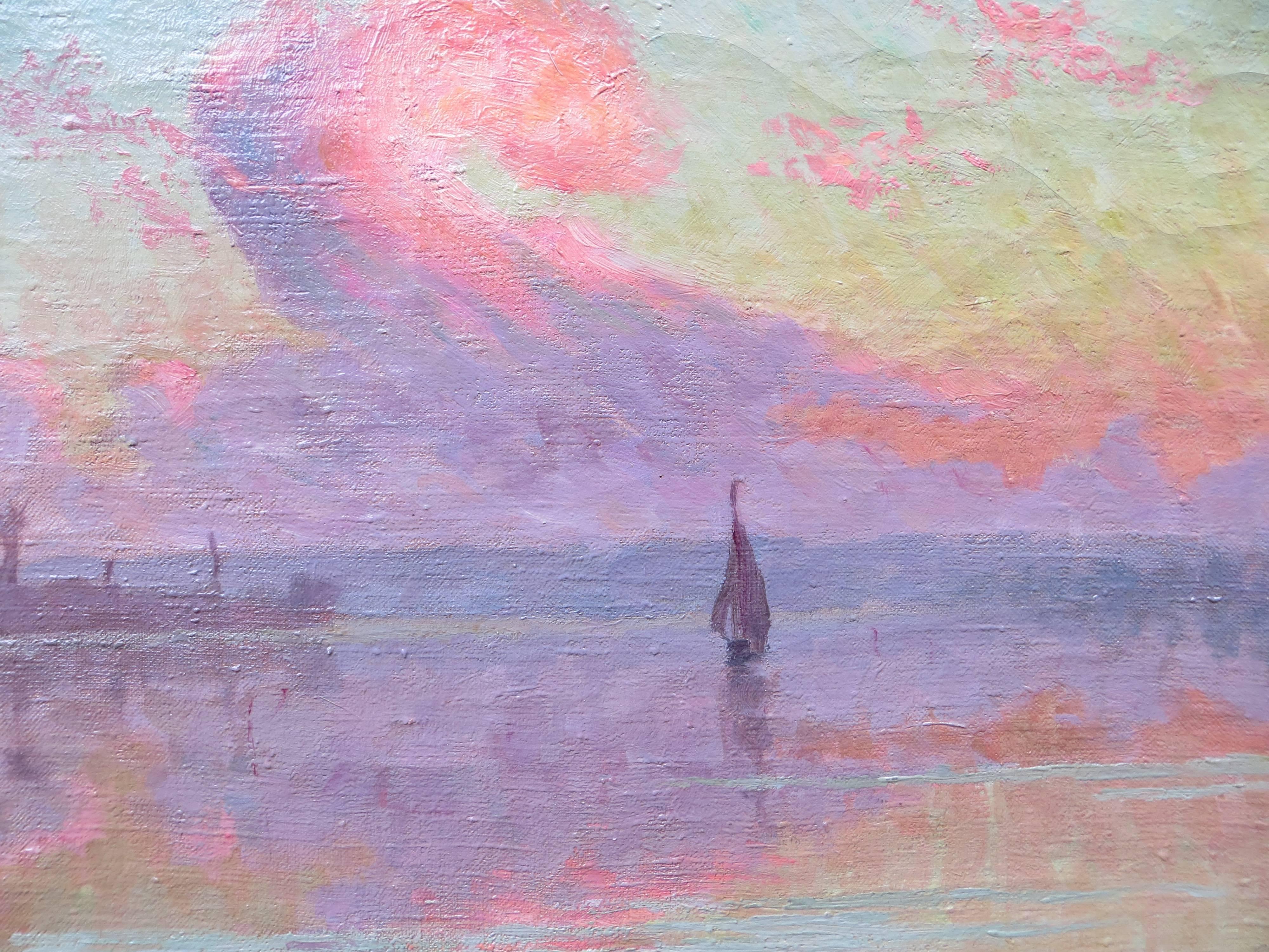 Sunset - Impressionist Painting by Paul Edmond Marie Joseph Mascart