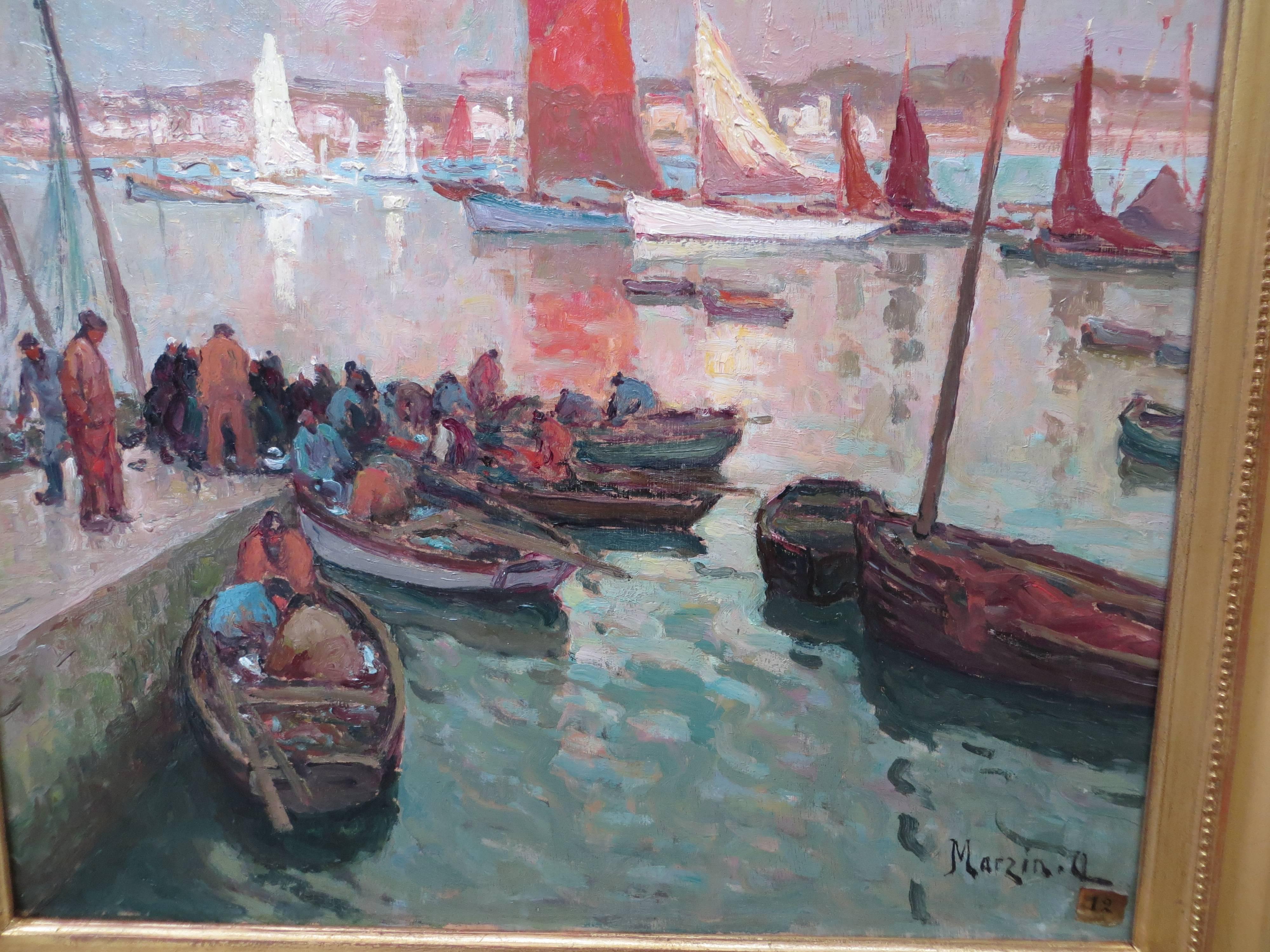 The artistic production of Alfred Marzin (Saint-Yrieix 1880 - Nantes 1943) is exclusively devoted to Brittany: view of ports and small towns, seaside and rocky coasts, scenes of the daily life of peasants and fishermen.

Little master of Breton