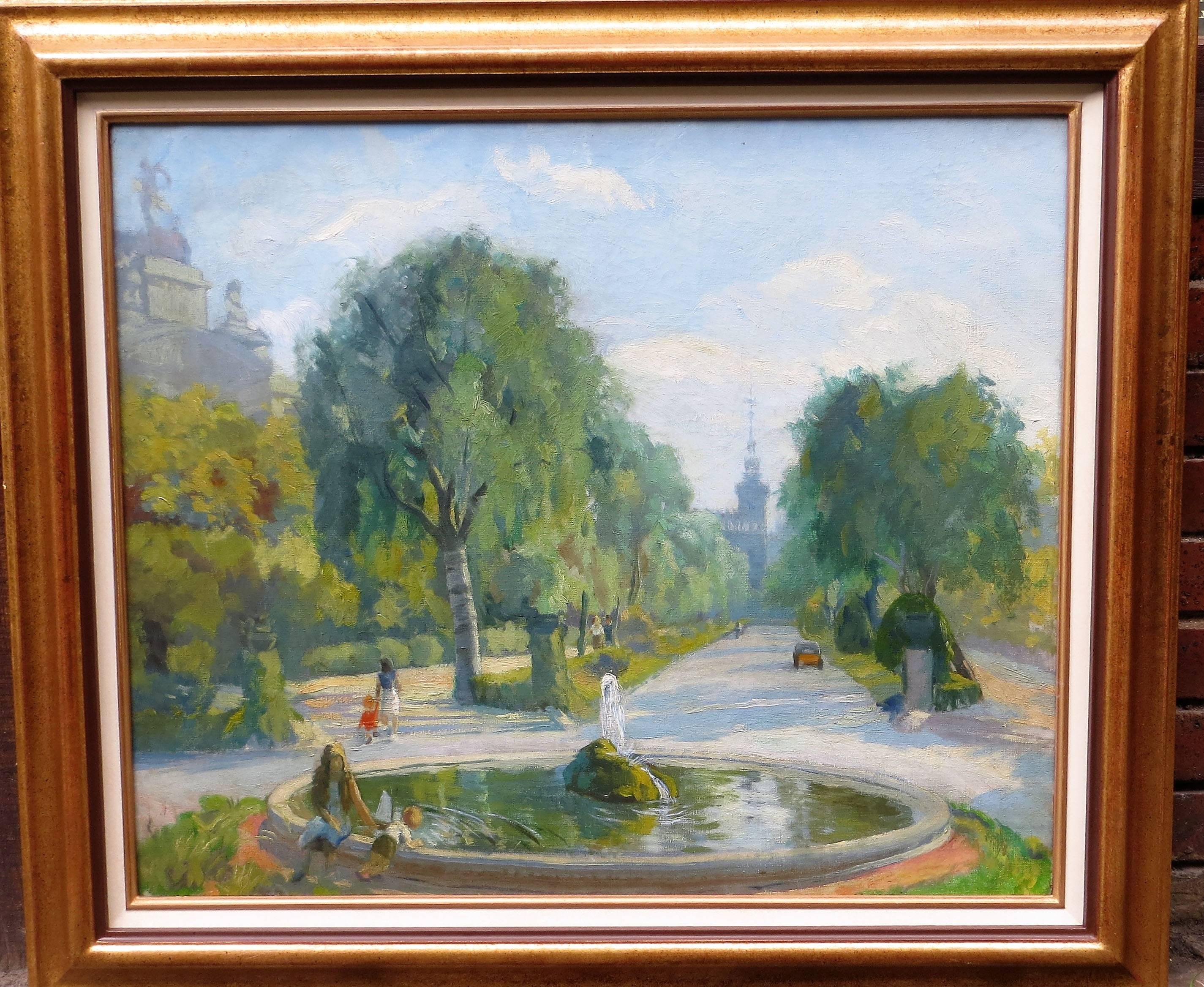 Park in PARIS - Painting by Unknown