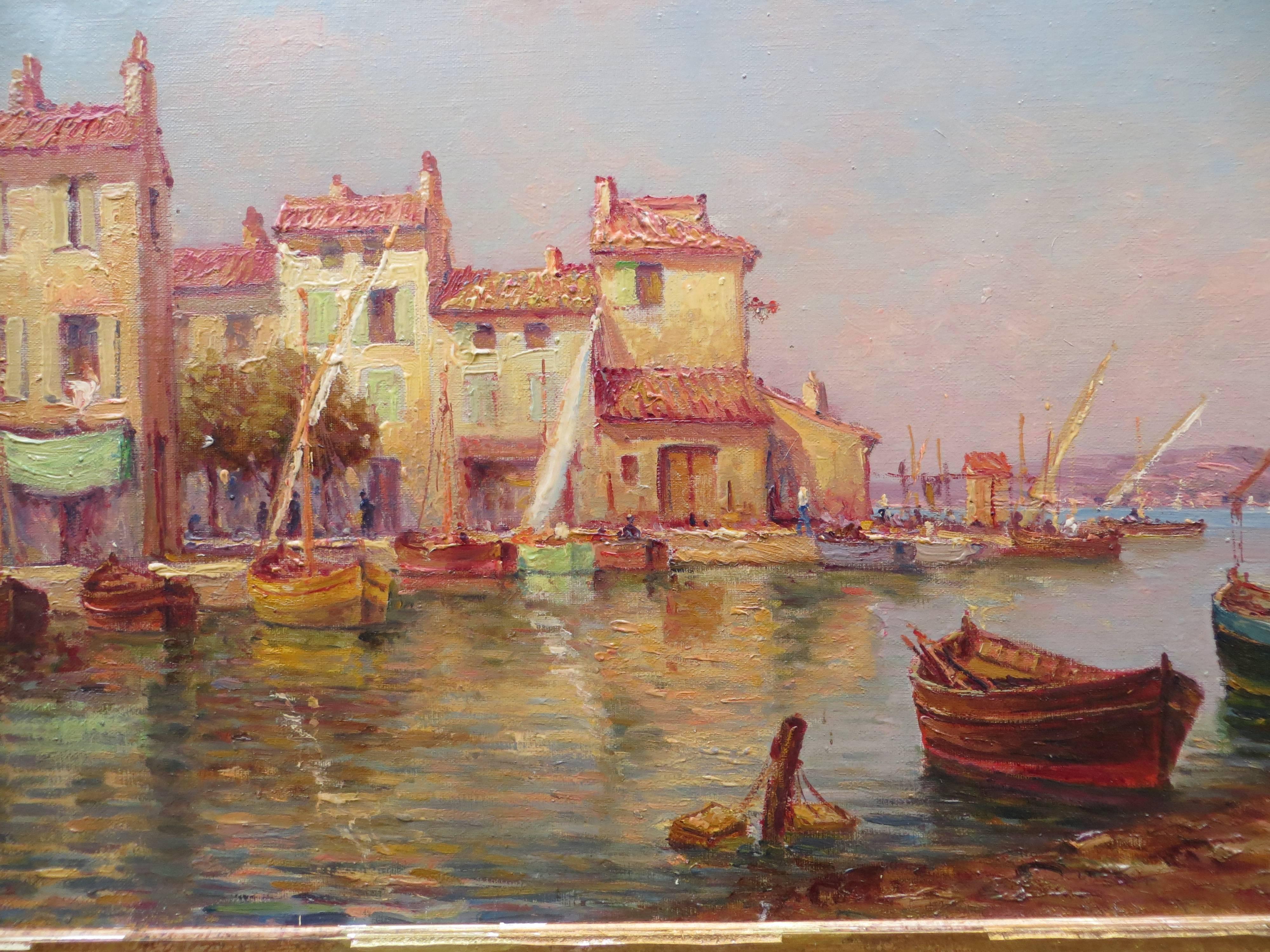 The Martigues by Henri  Malfroy - Post-Impressionist Painting by Henri Malfrou-Savigny