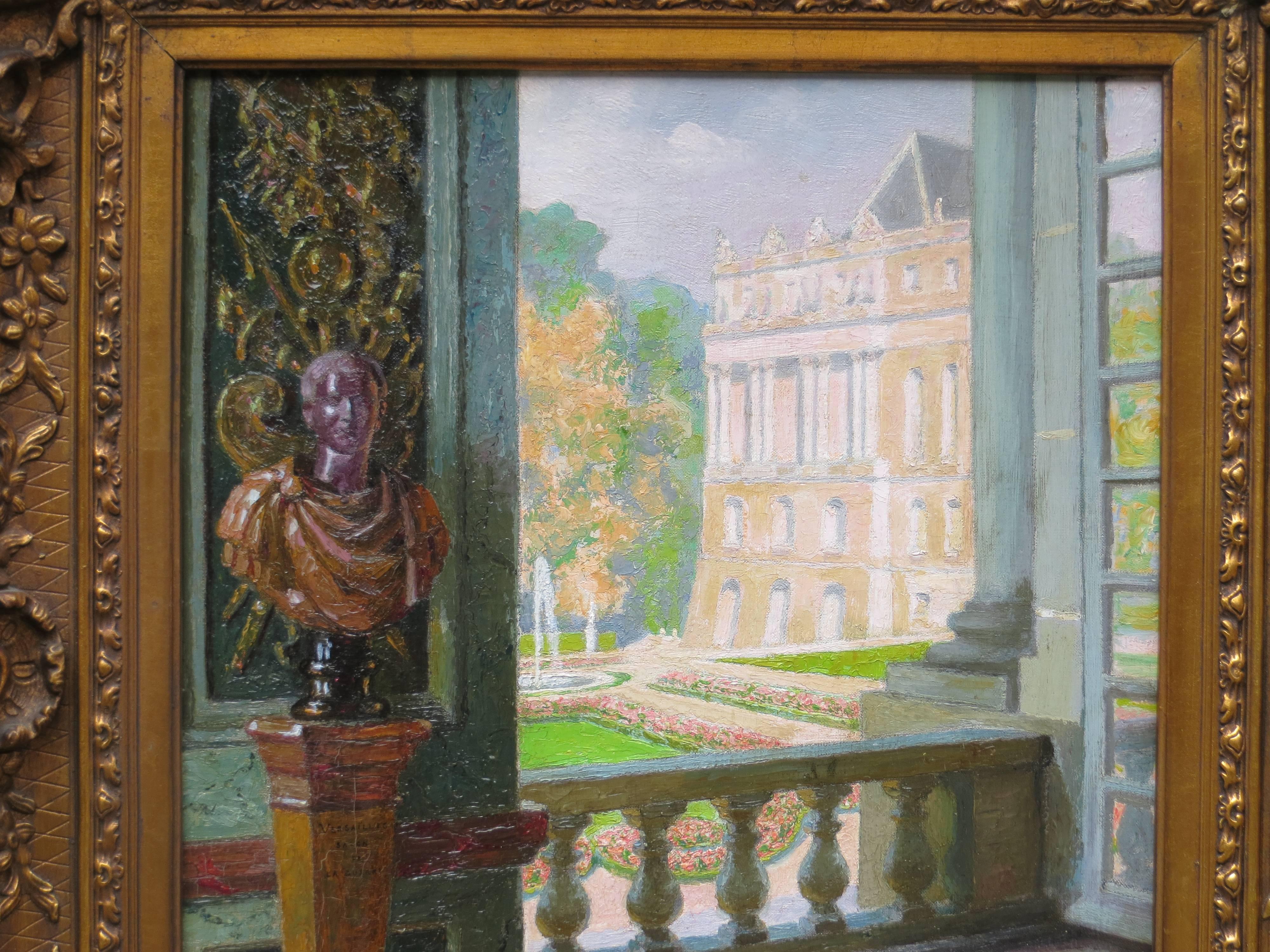 Versailles Garden Seen from War Room by DELBEKE  - Impressionist Painting by Lթopold Delbeke