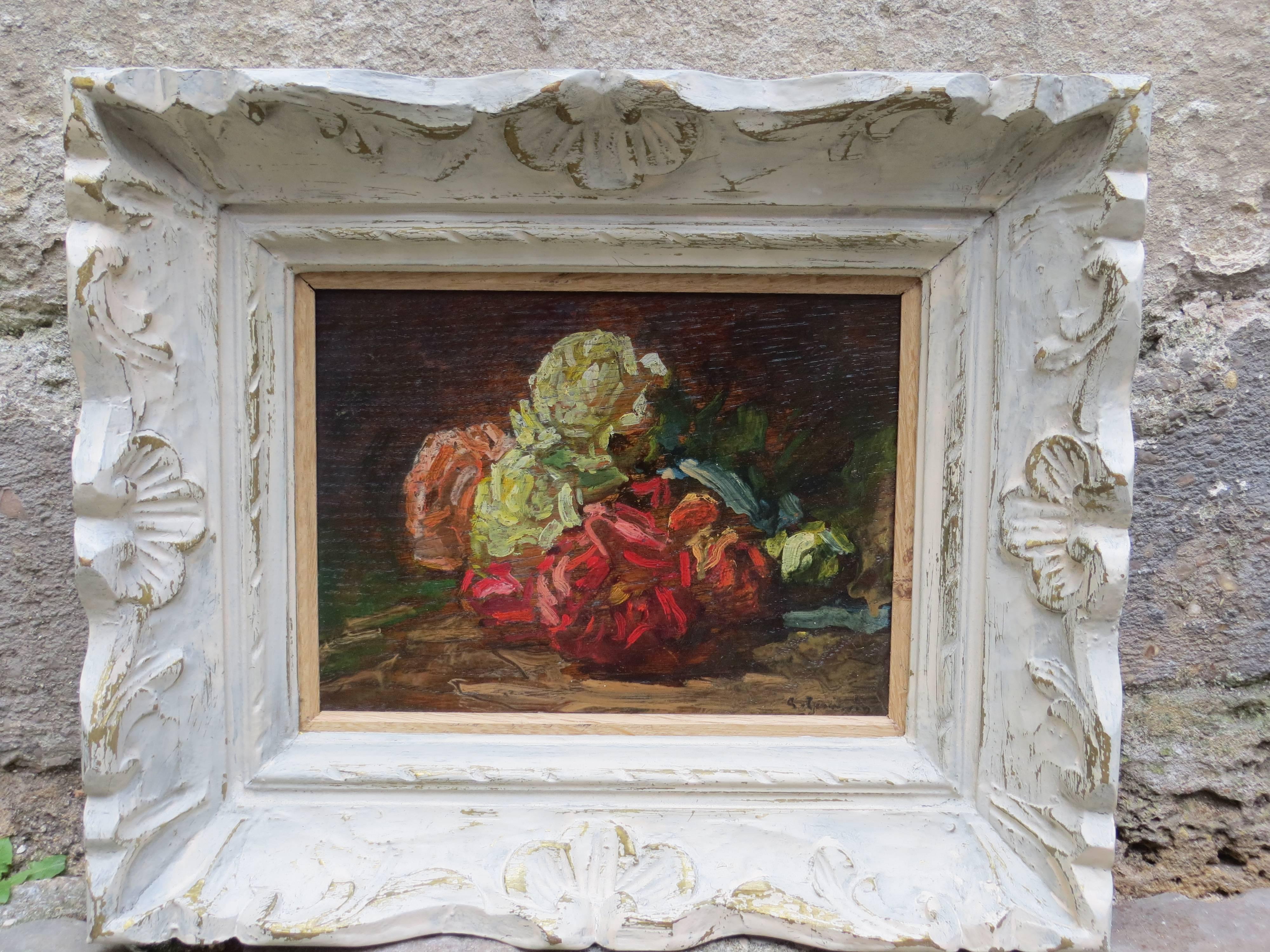 Roses, Still Life - Painting by Georges Jeannin