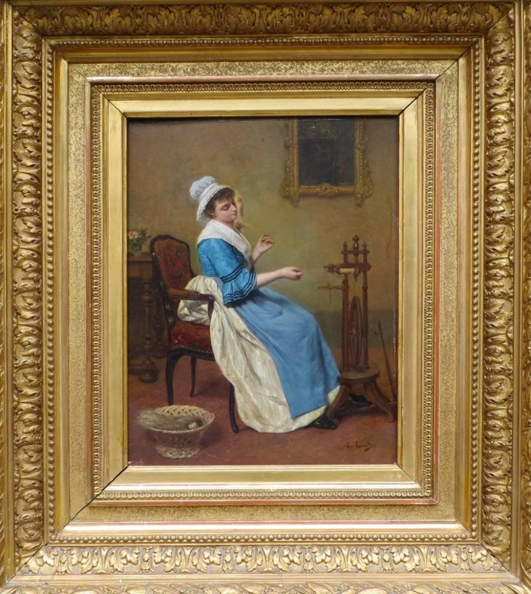 Euphémie Thérèse (Didiez) David Interior Painting - Fileuse 