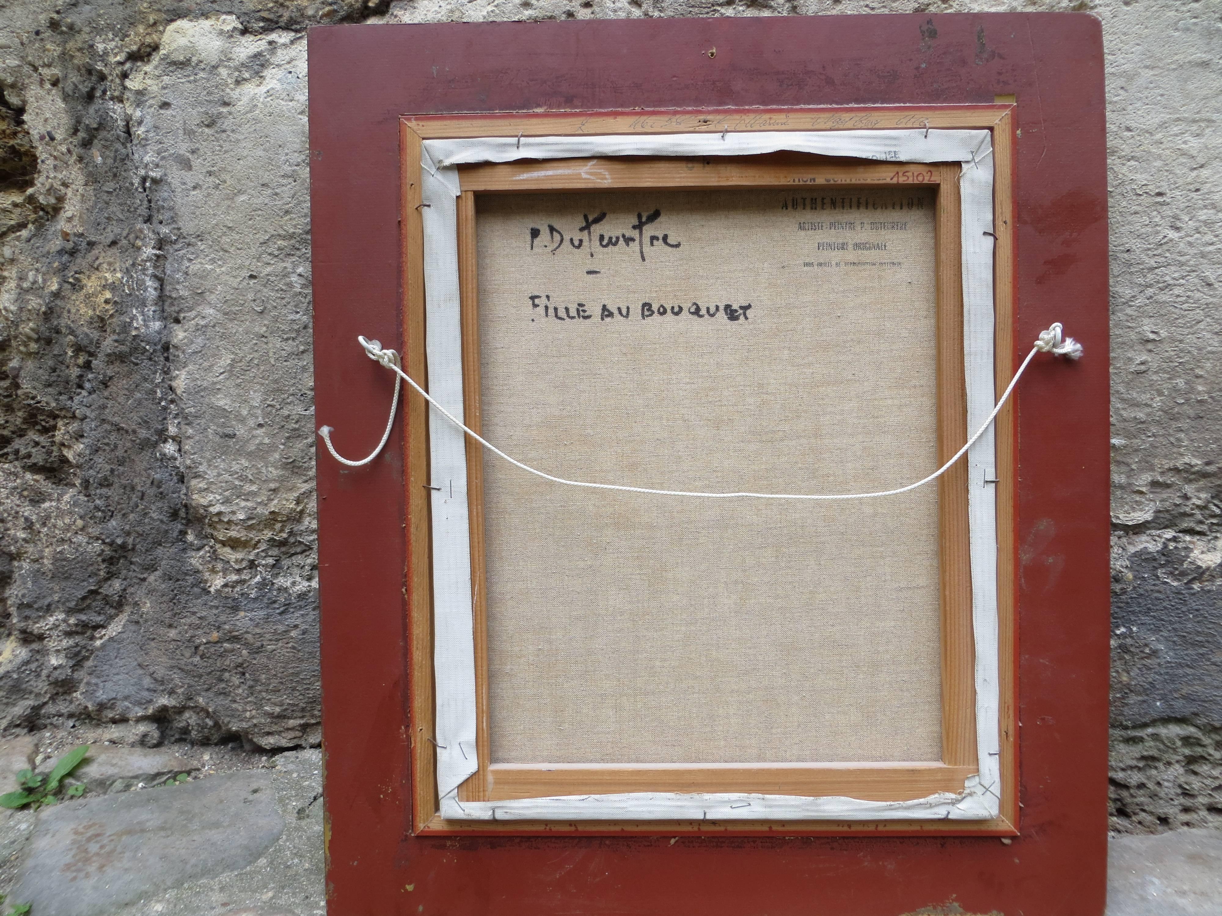 Pierre Eugène Duteurtre Portrait of a Young Woman with a Bouquet at