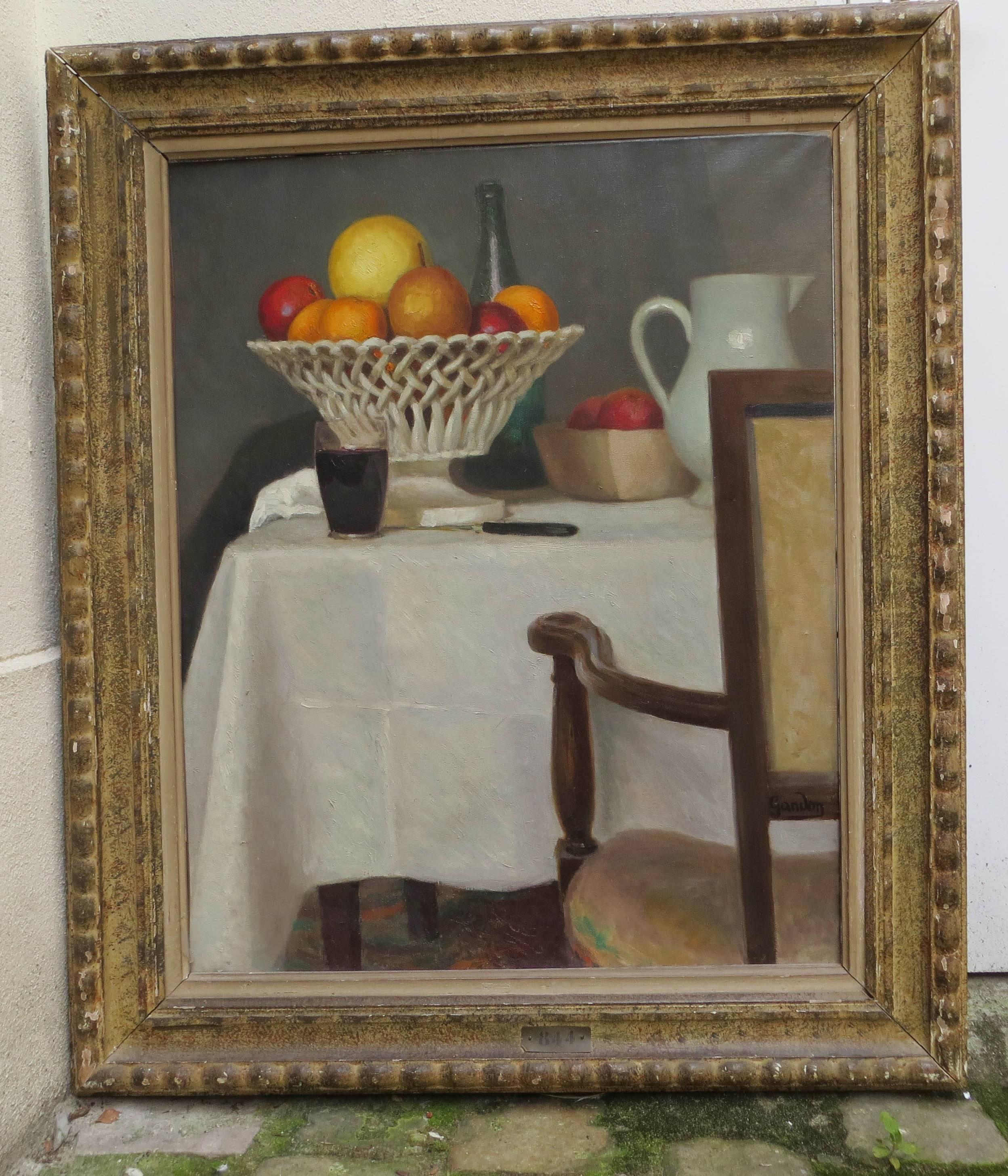 Chair Still Life - Painting by Pierre Gandon