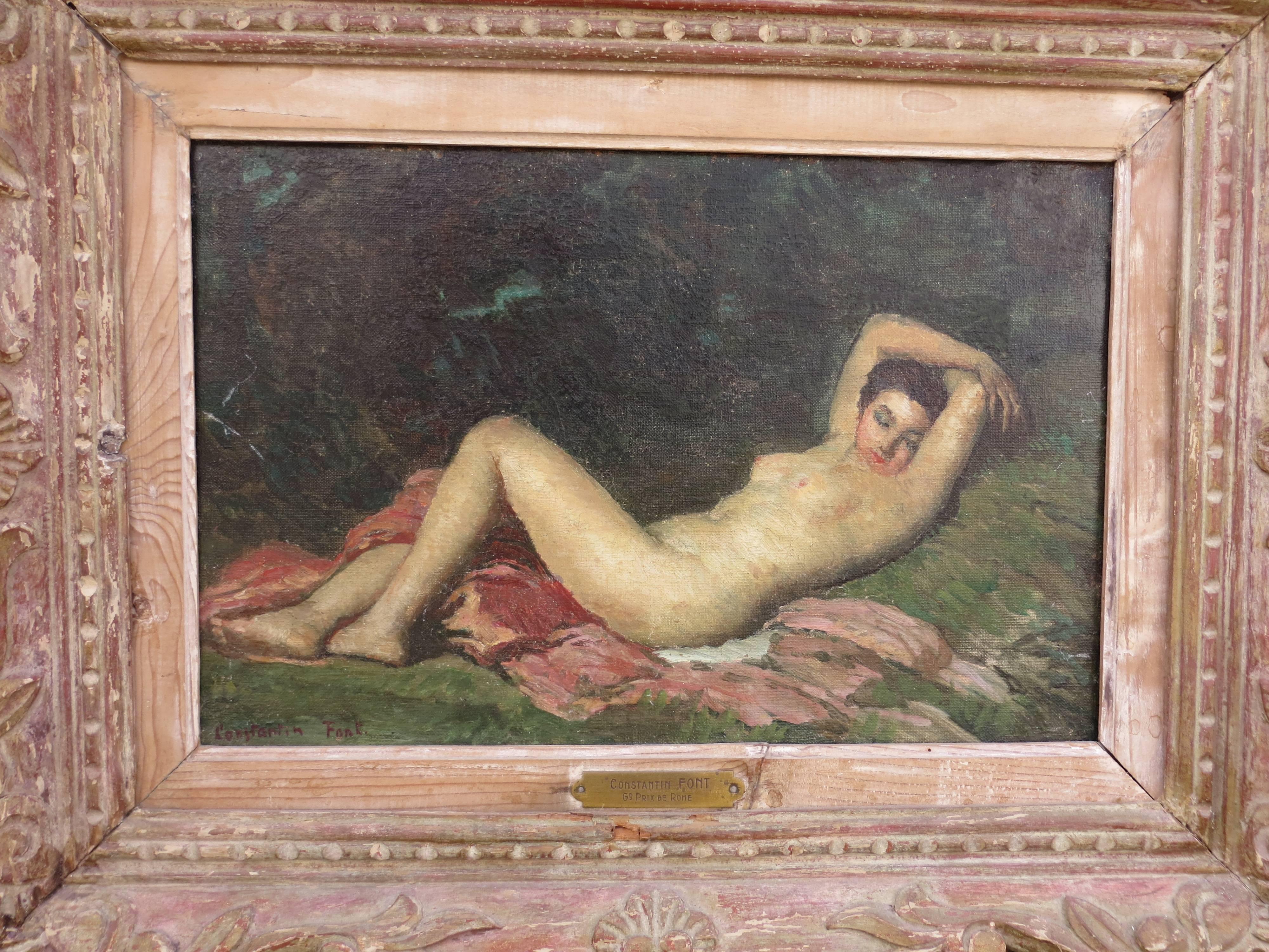 Laid Nude - Painting by Constantin FONT
