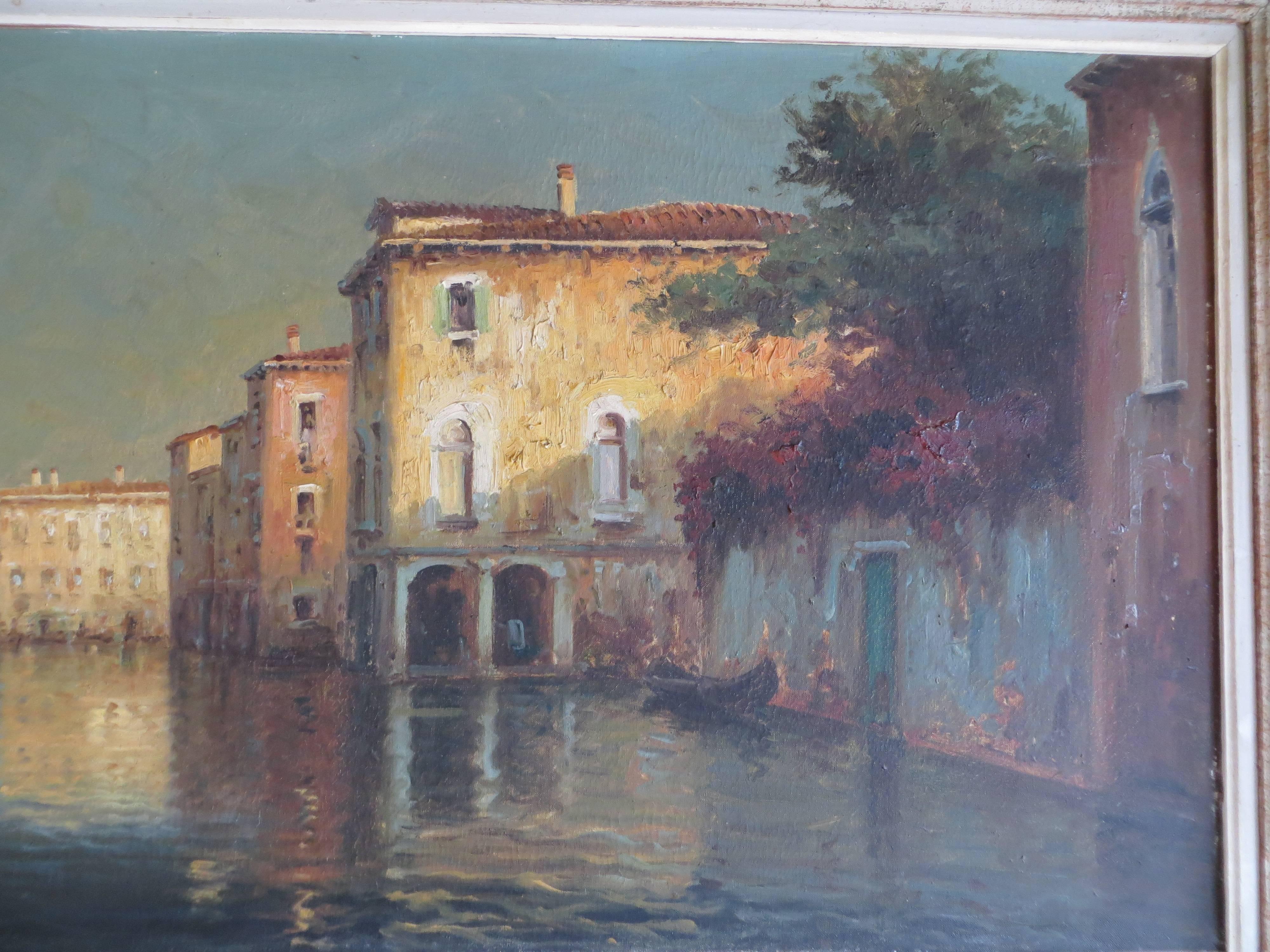 The Laguna in Venice - Gray Figurative Painting by Unknown