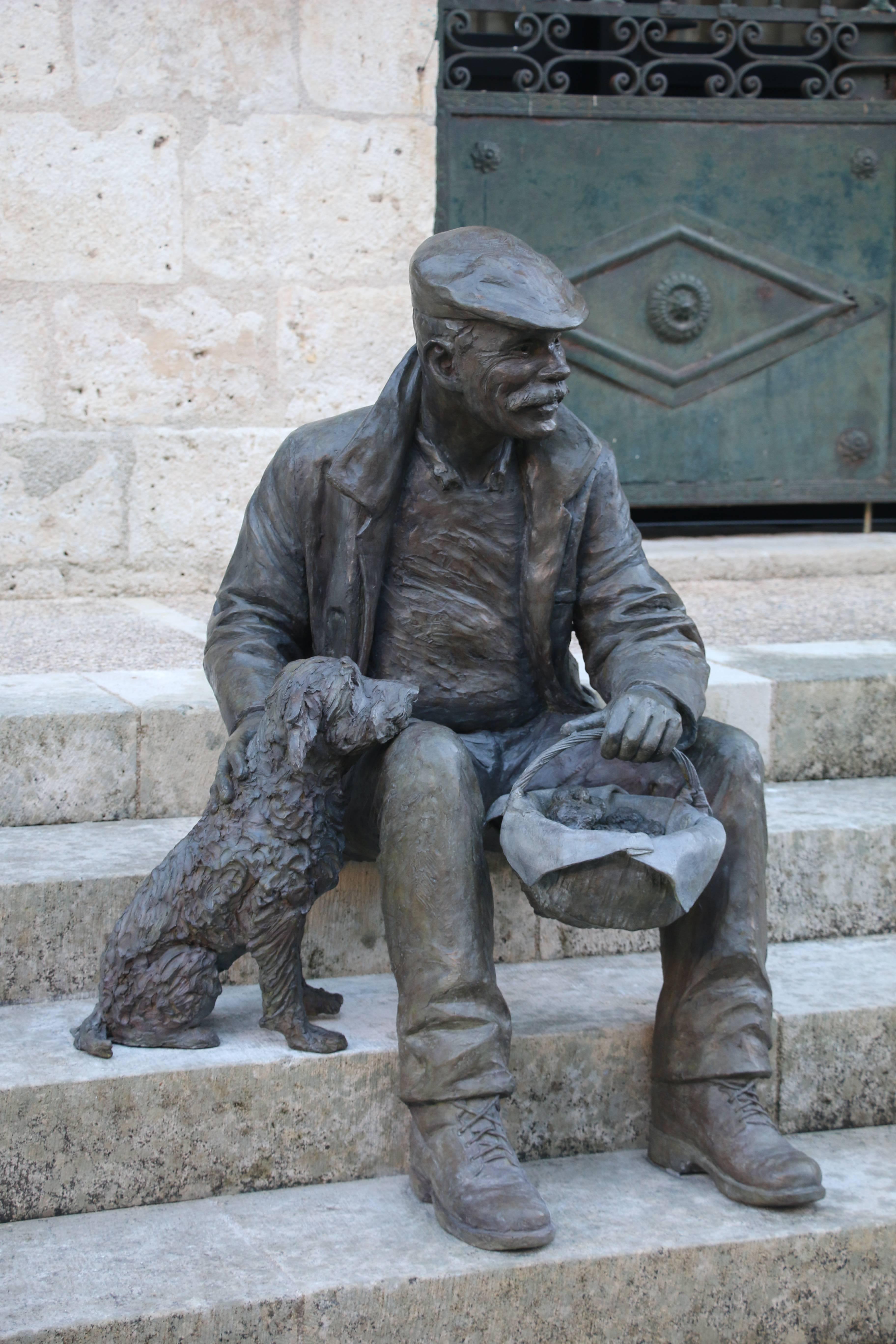 Elisabeth Cibot Figurative Sculpture - Truffle Man Bronze Cibot 