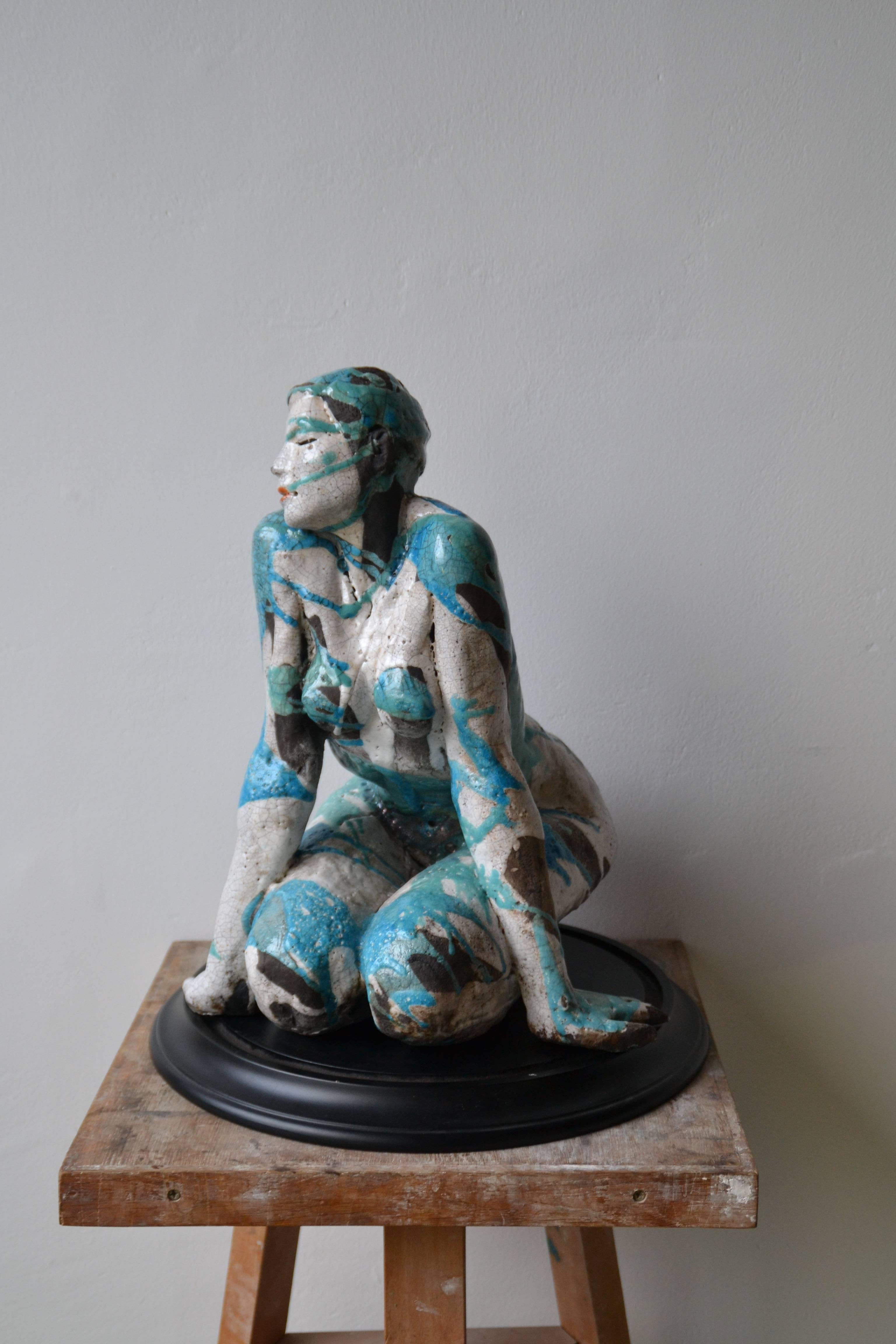 Blue Tribal - Contemporary Sculpture by Elisabeth Cibot