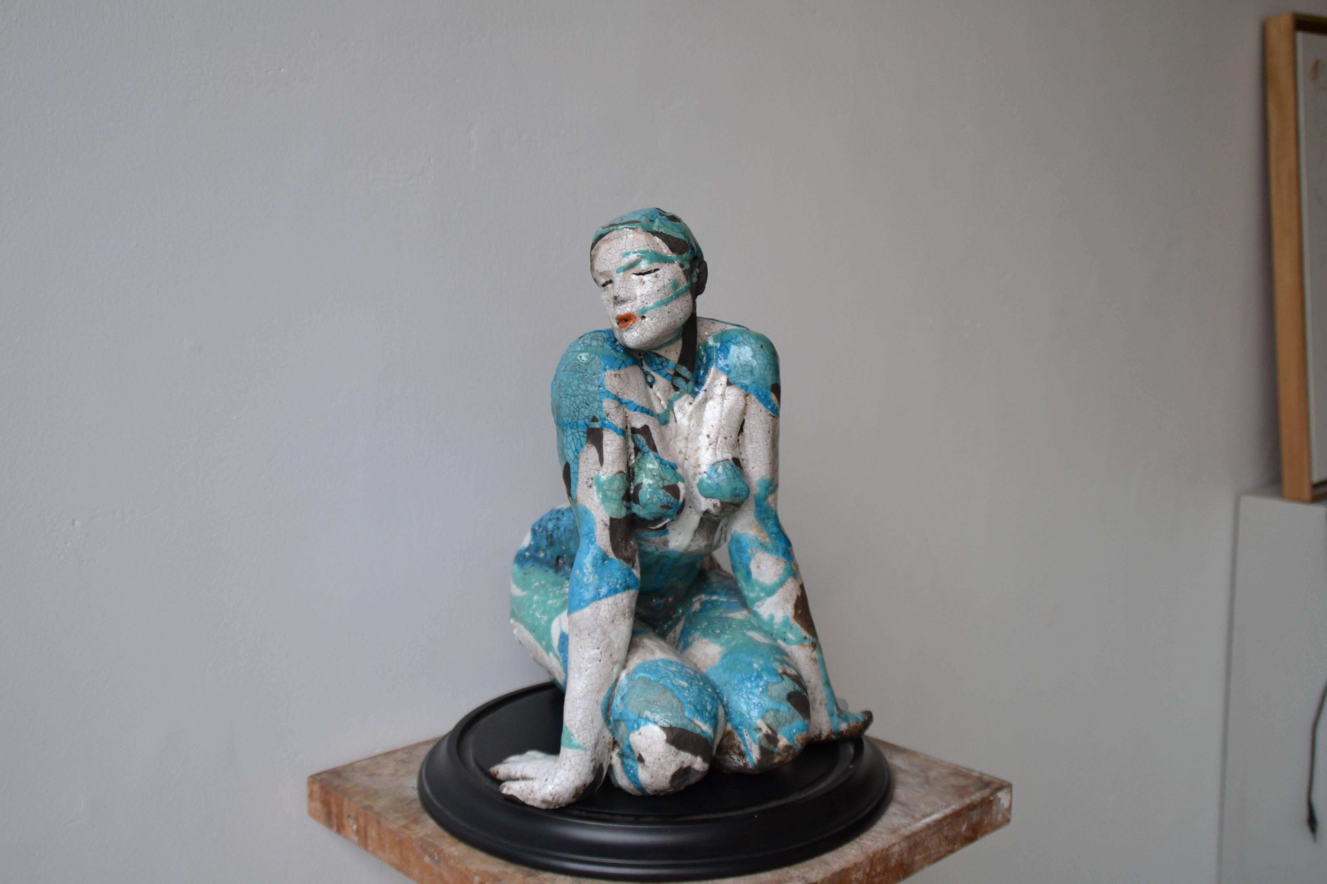 Blue Tribal - Sculpture by Elisabeth Cibot