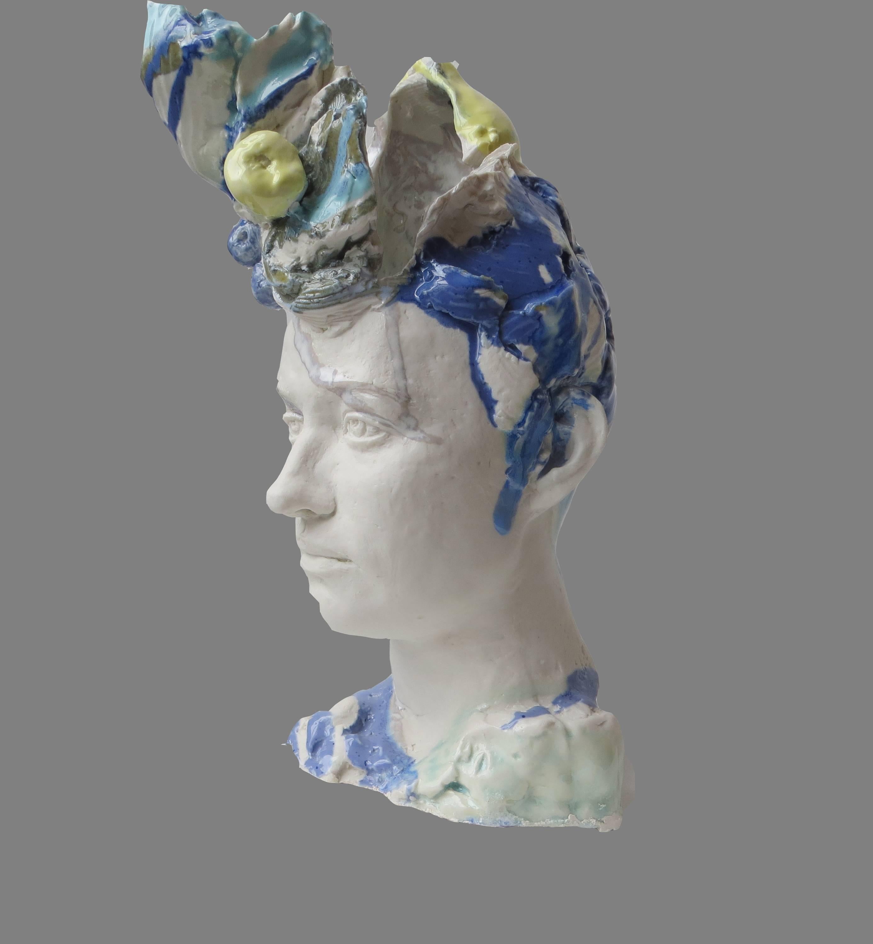 Blue Camille Bust - Sculpture by Elisabeth Cibot