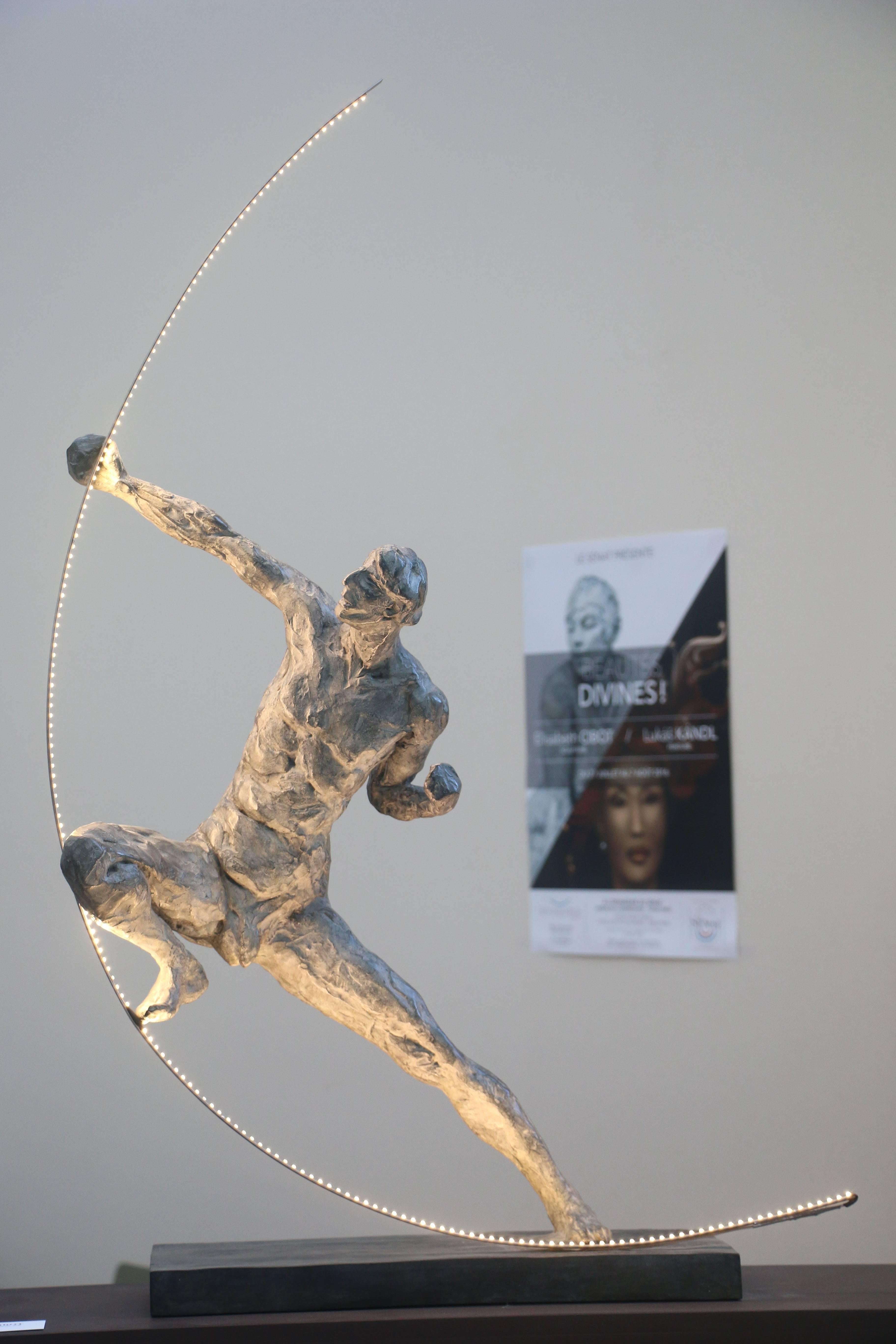 The Archer Bronze Cibot  - Gold Figurative Sculpture by Elisabeth Cibot