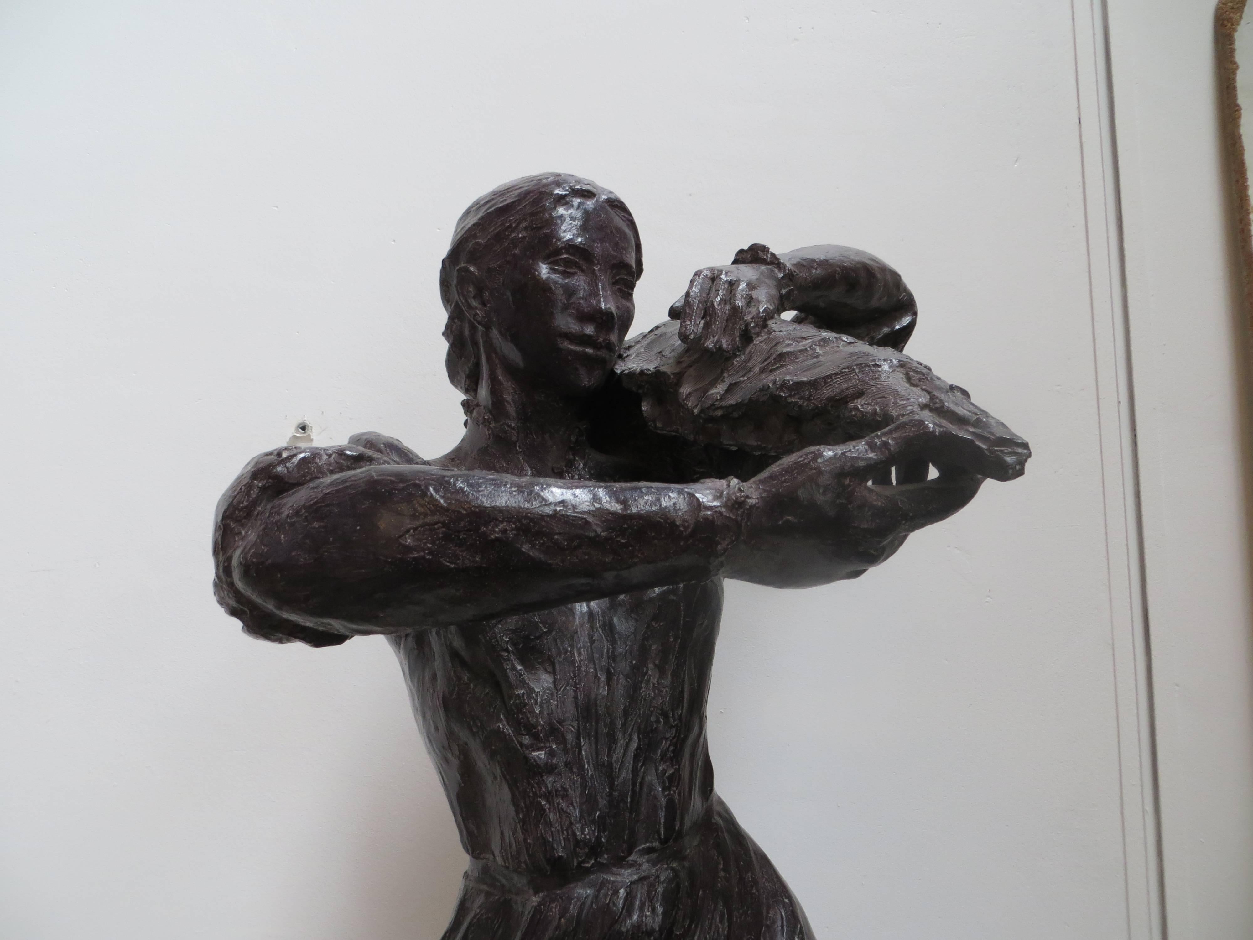 Le ciebot Valnurese en bronze  - Or Figurative Sculpture par Elisabeth Cibot