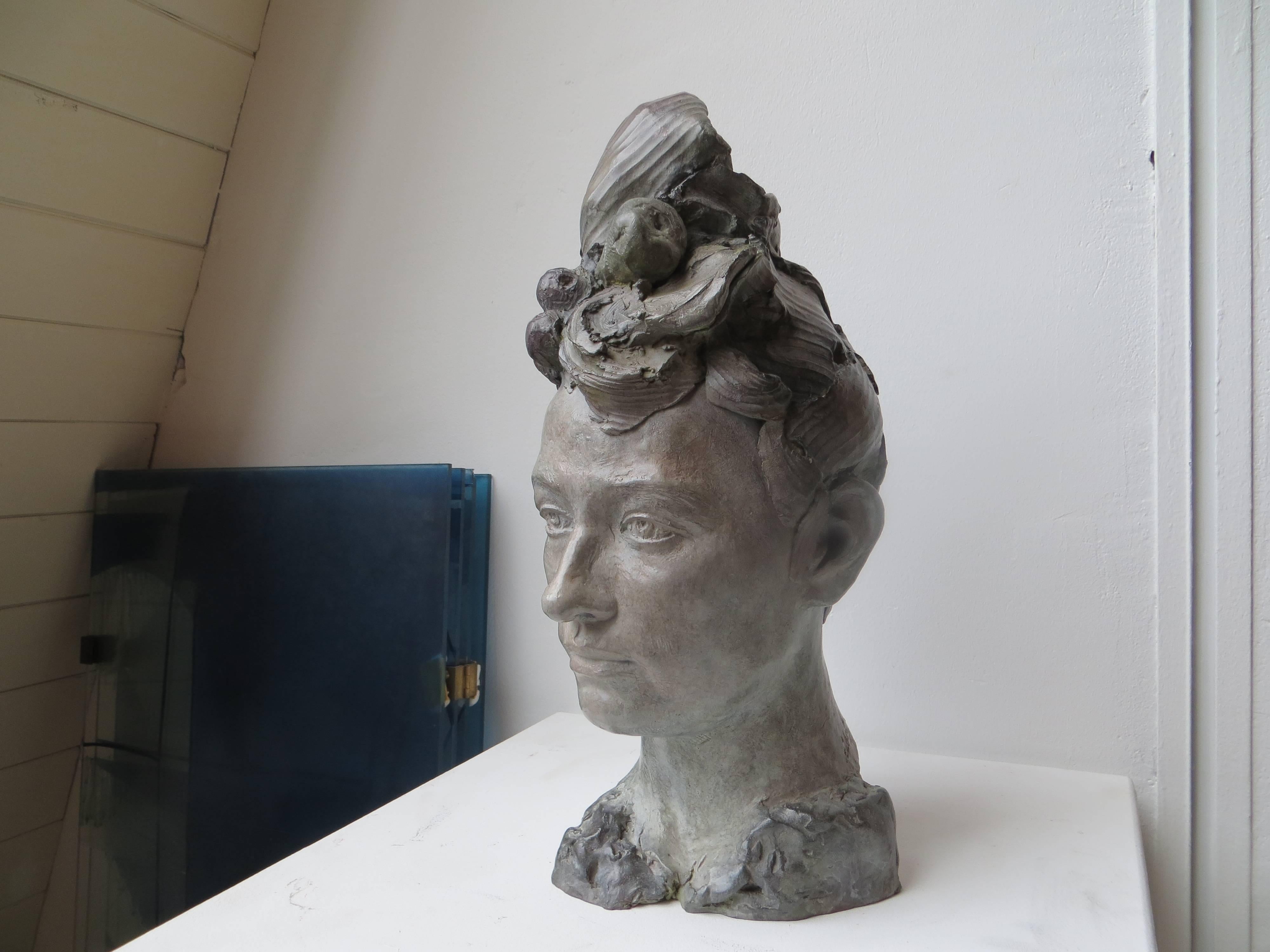 Portrait de Camille Claudel en bronze - Contemporain Sculpture par Elisabeth Cibot