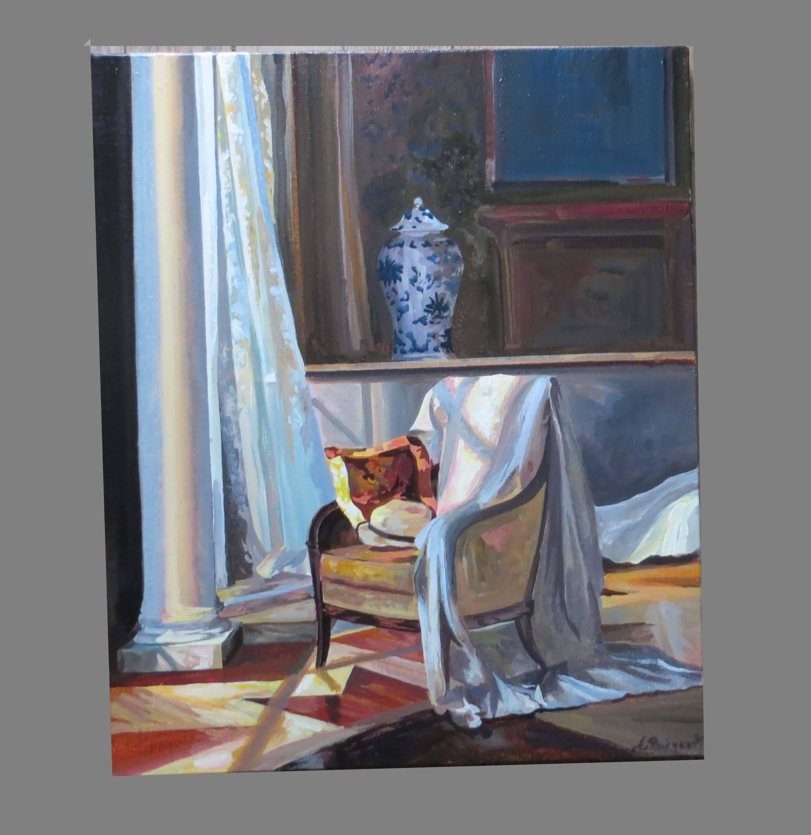 Alexandre Briganti Interior Painting – Sessel mit Sesselrückenlehne