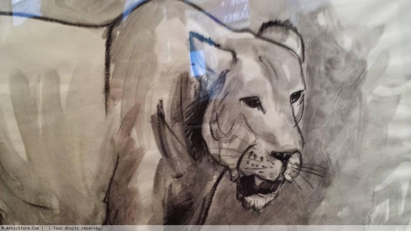 Lioness in the Savannah von Jean Poulain im Angebot 2
