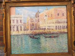San Marco place  in Venice Oil on Canvas by W.A Lambrecht