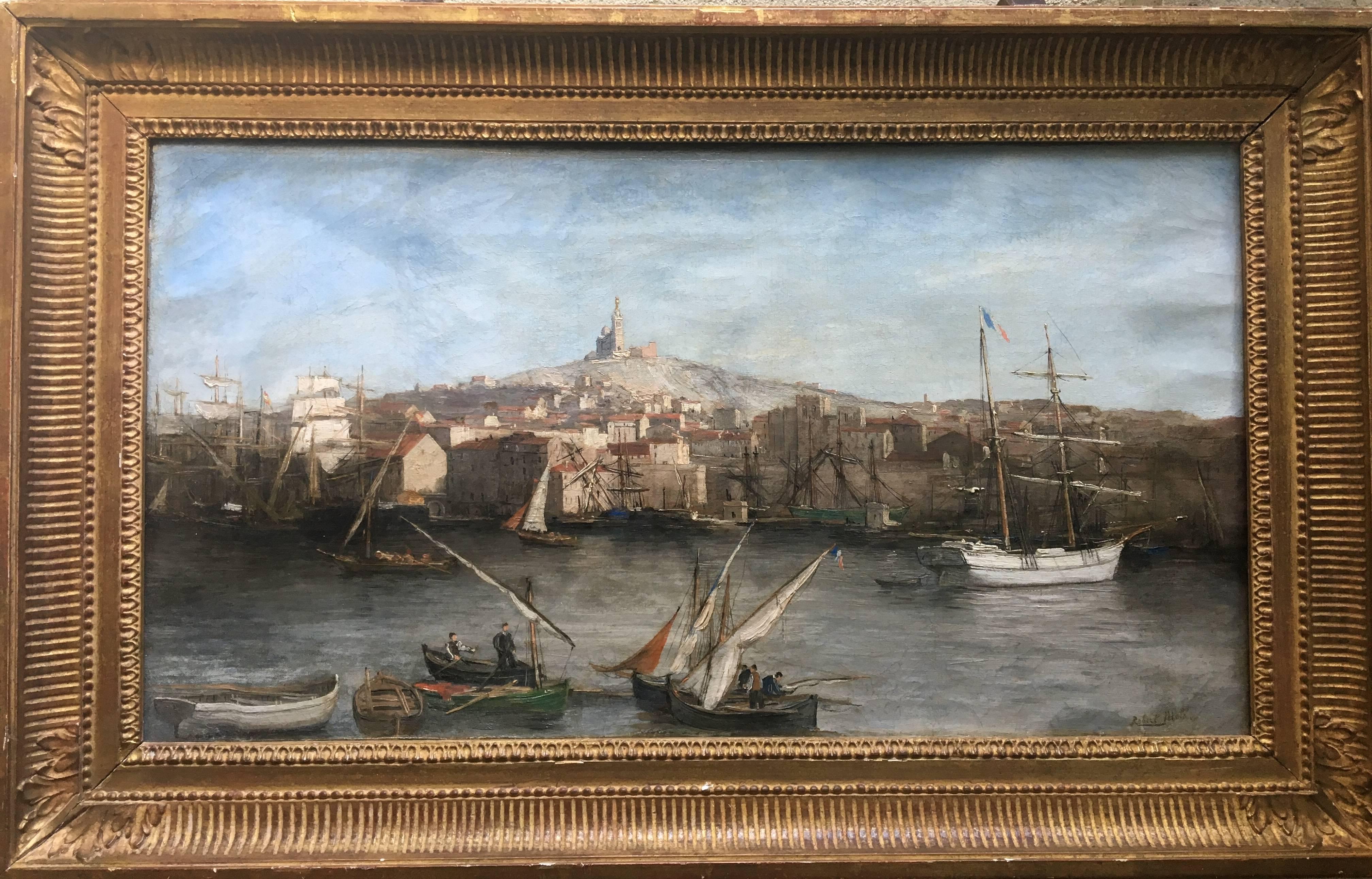 Robert Charles Mols Landscape Painting - Old Port of Marseille