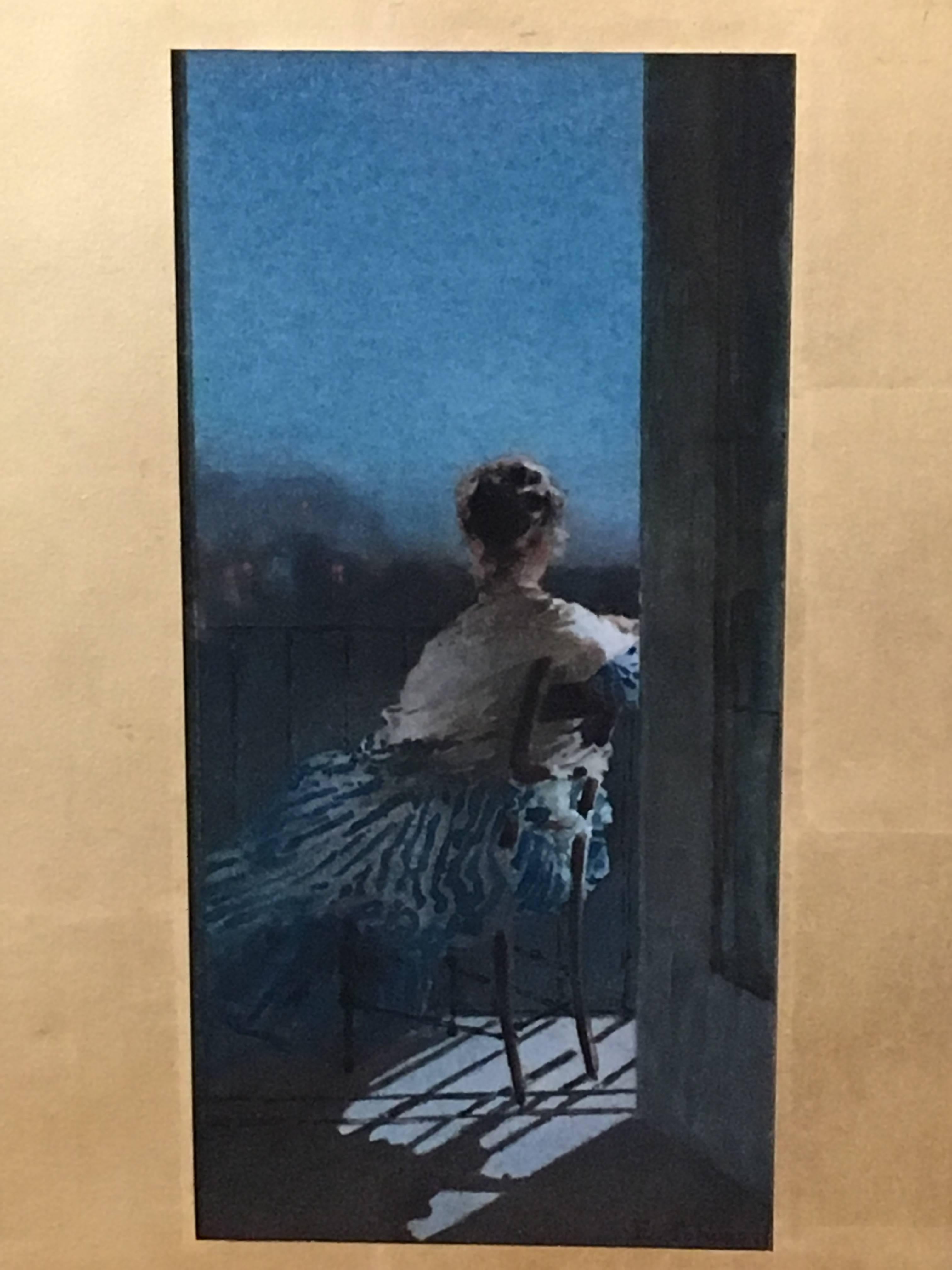 Young woman at her balcony - Art by Edoardo Tofano