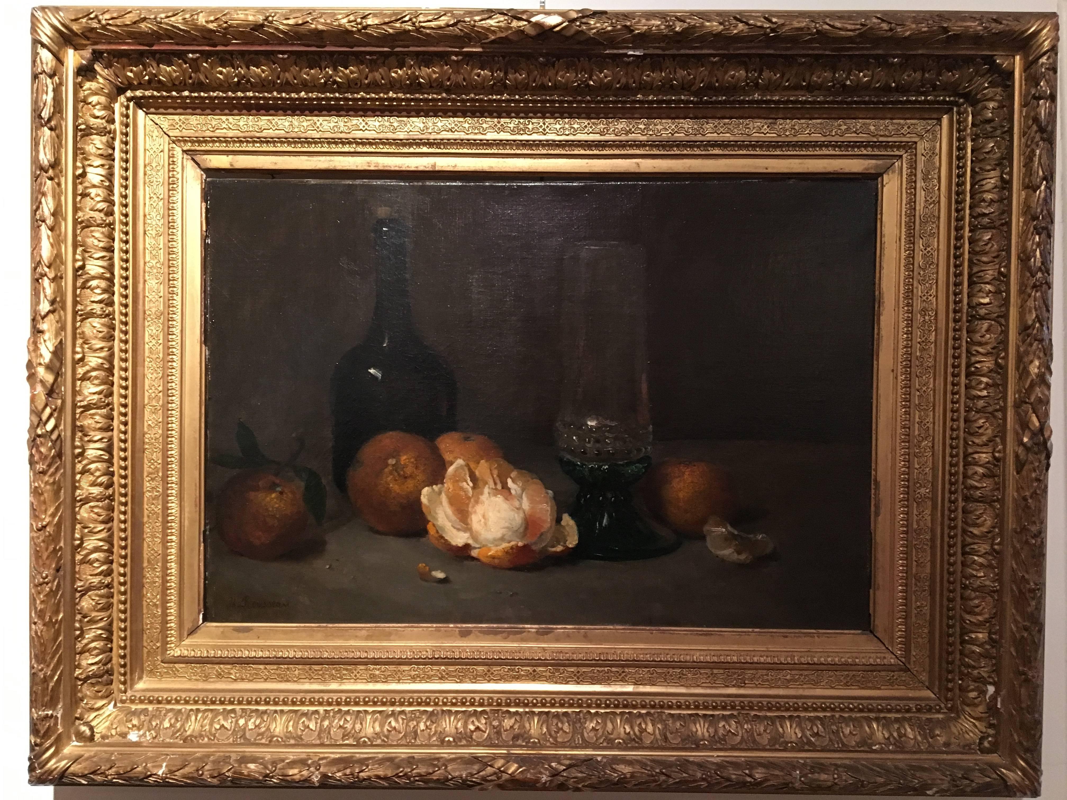Philippe Rousseau Still-Life Painting - Still life glass and oranges