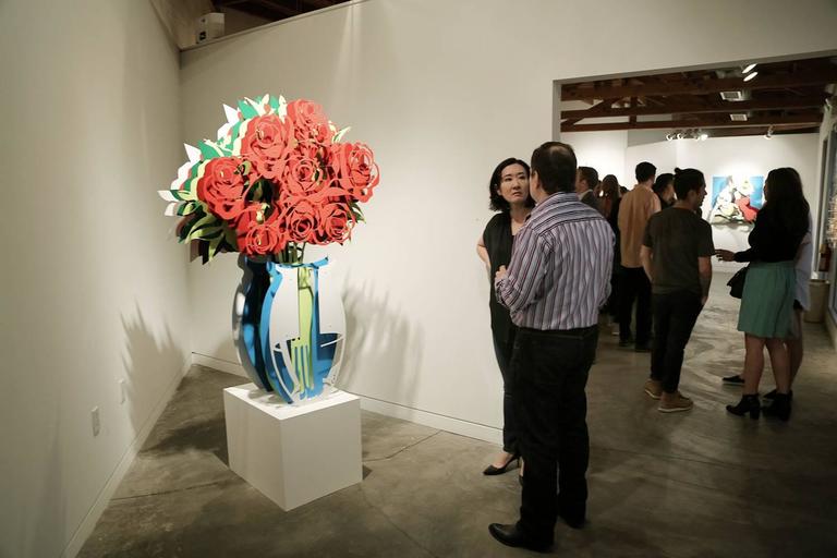 Vase of Roses - Large Painted - Sculpture by Michael Kalish