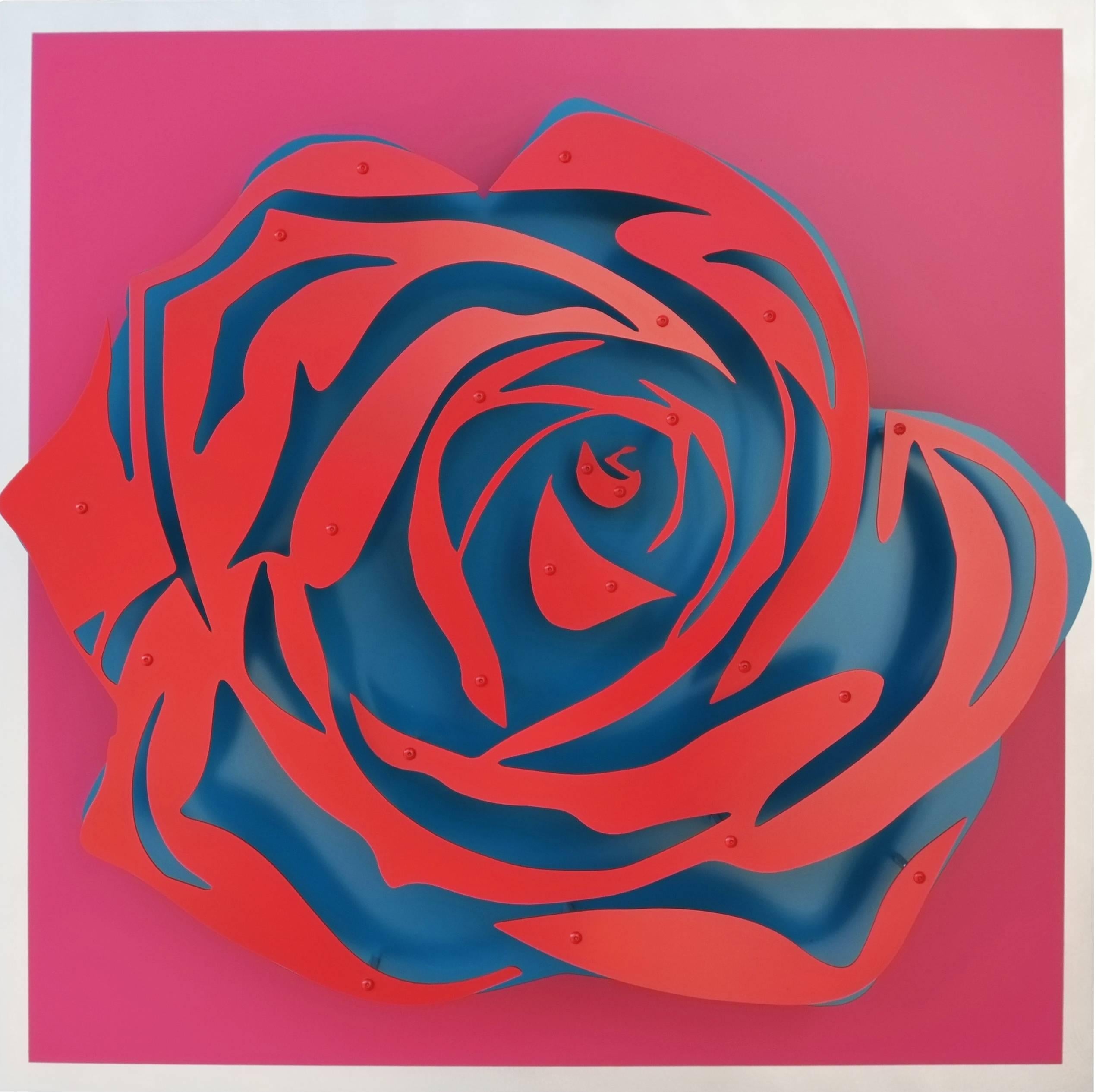 Michael Kalish Figurative Sculpture - Rose - Red on Magenta