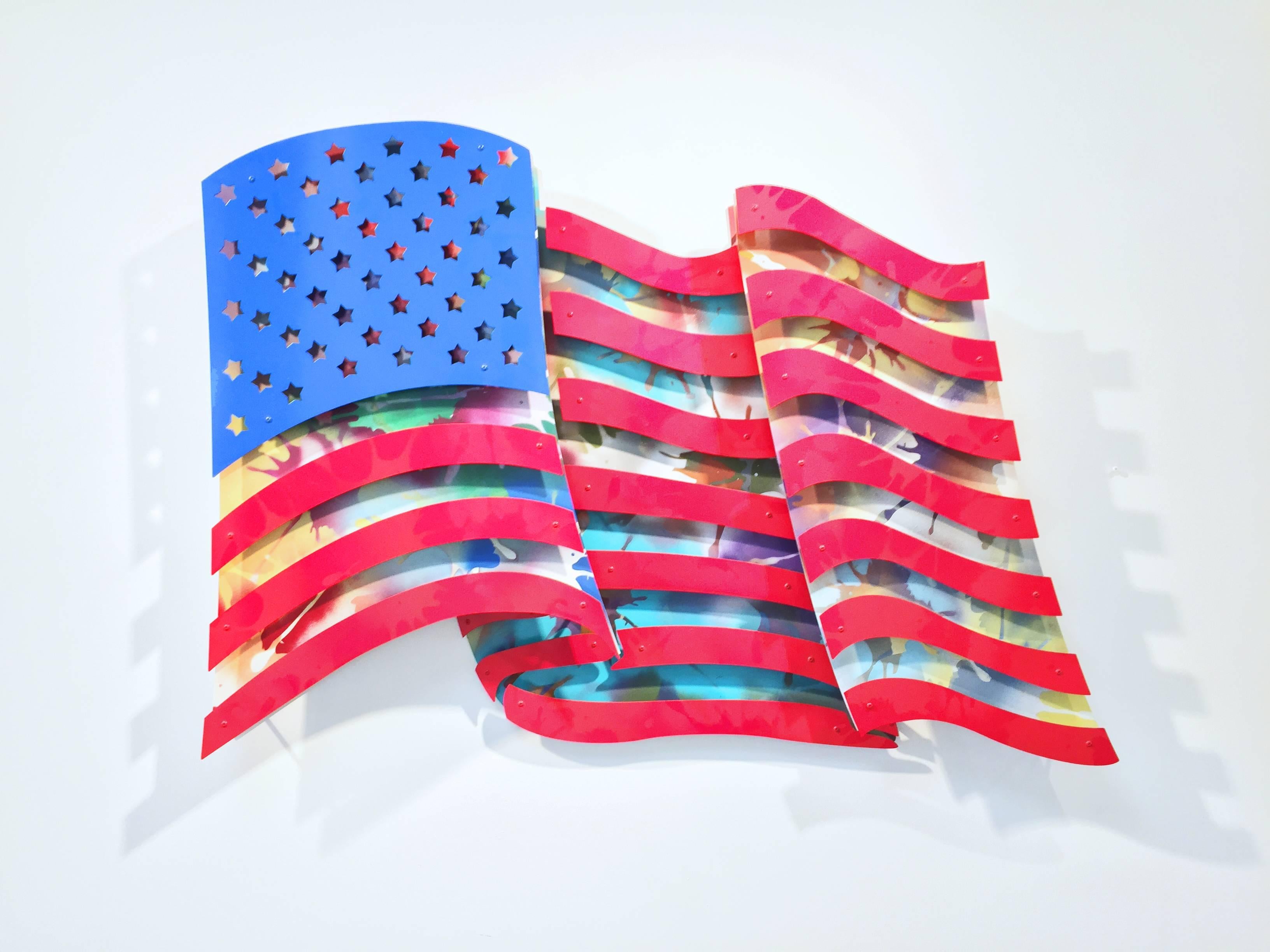 Michael Kalish Abstract Sculpture – Amerikanische Flagge – Mehrfarbige